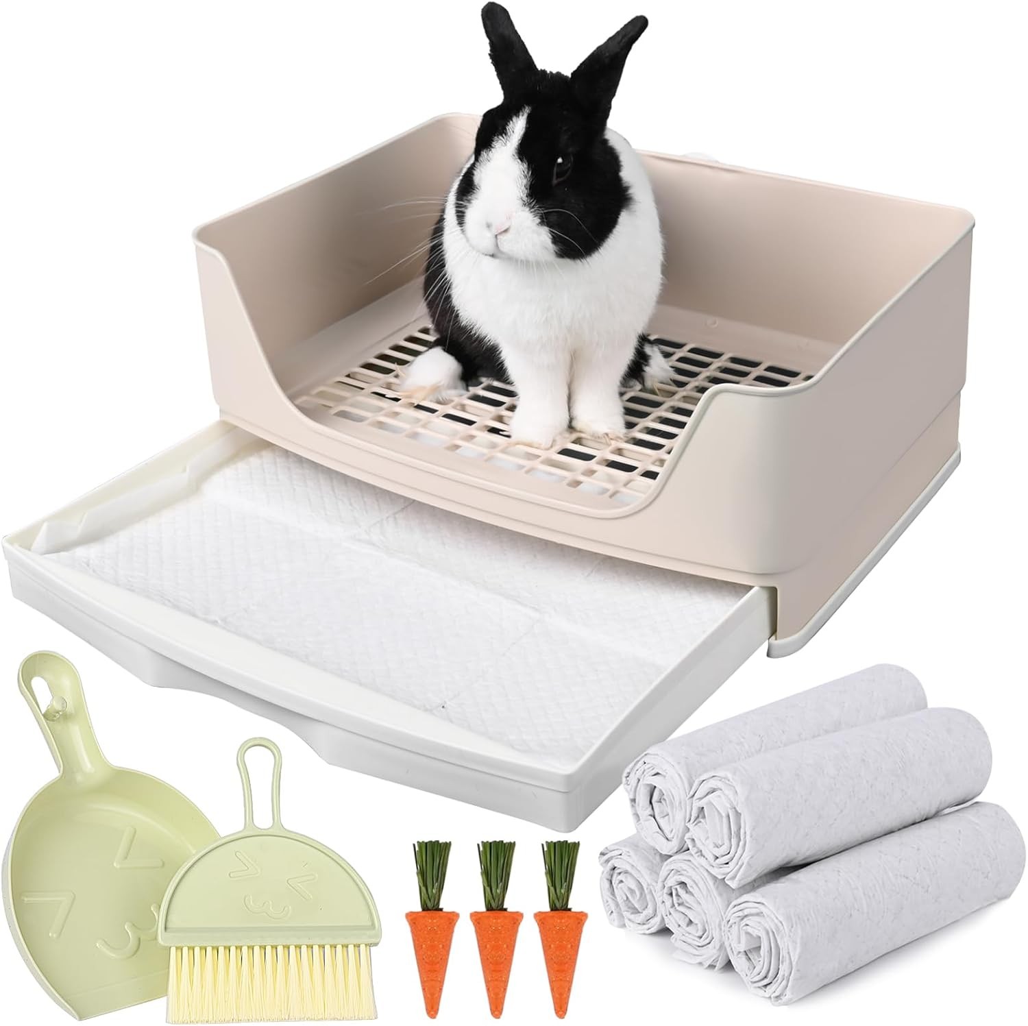 Large Rabbit Litter Box Bunny Potty Training Corner XX-Large, White
