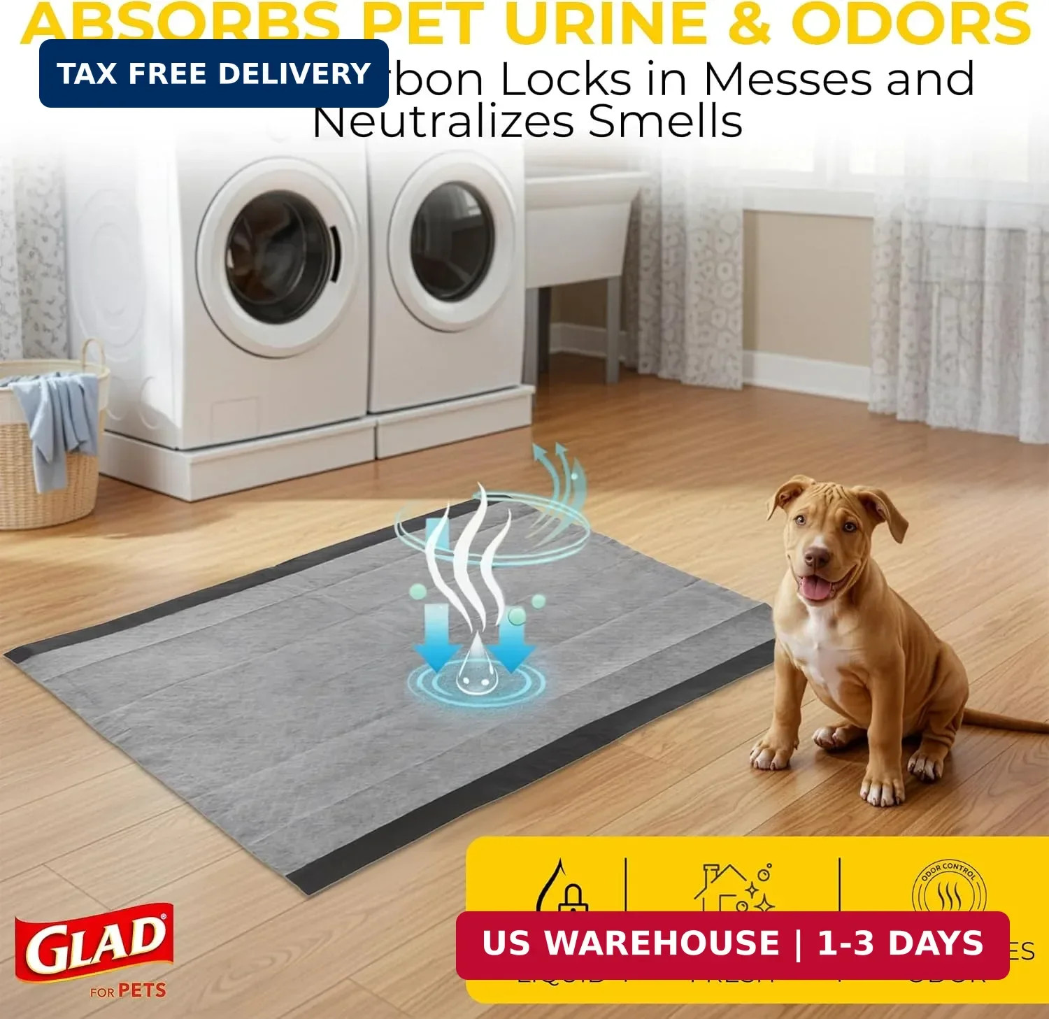 Glad for Pets XL Charcoal Training Pads for Dogs and Puppies, 30 Count | 6-layer