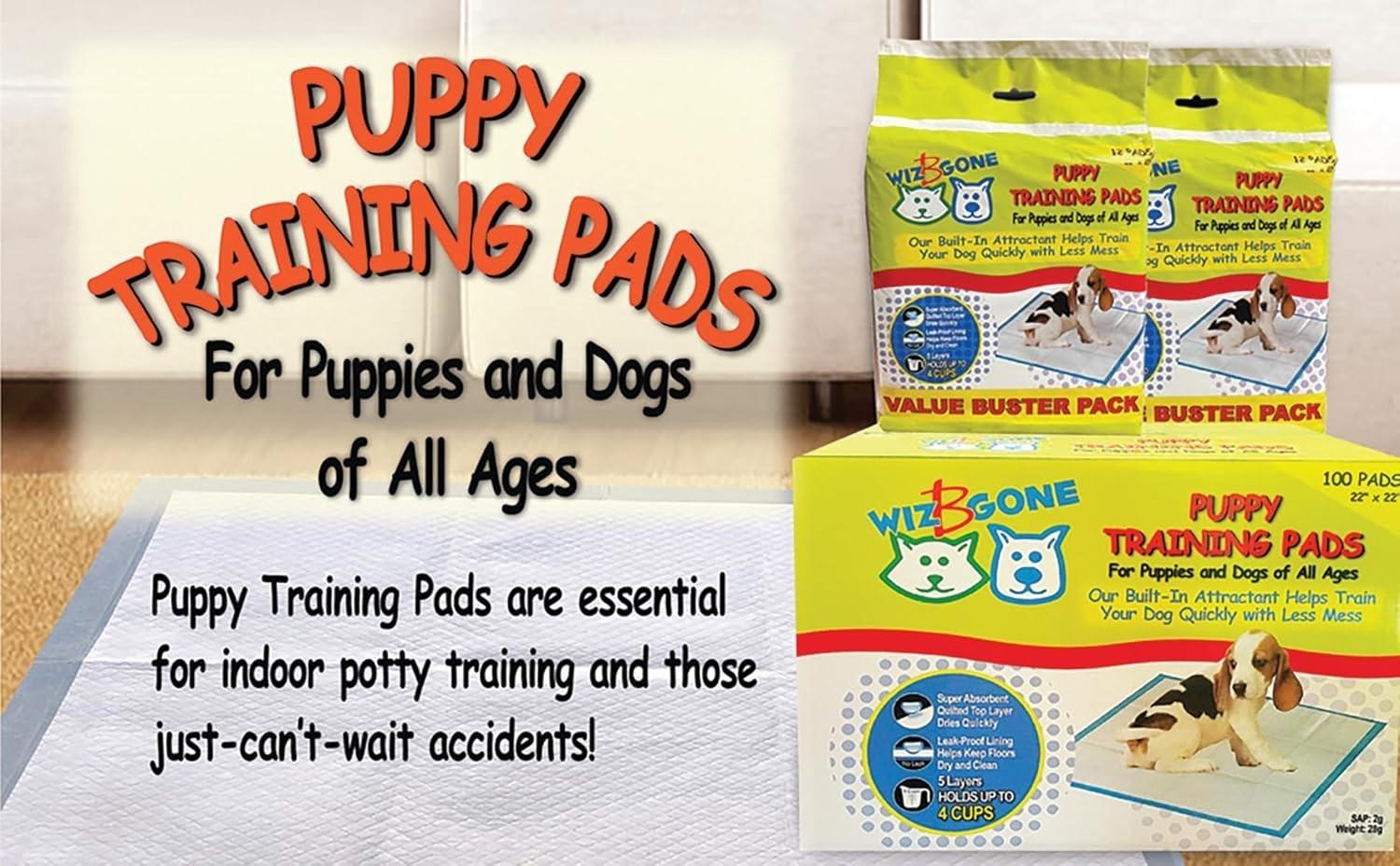 Convenient 12 Pack of Leak-Proof Pet Training Pads – 22″ x 22″ for Home & Travel