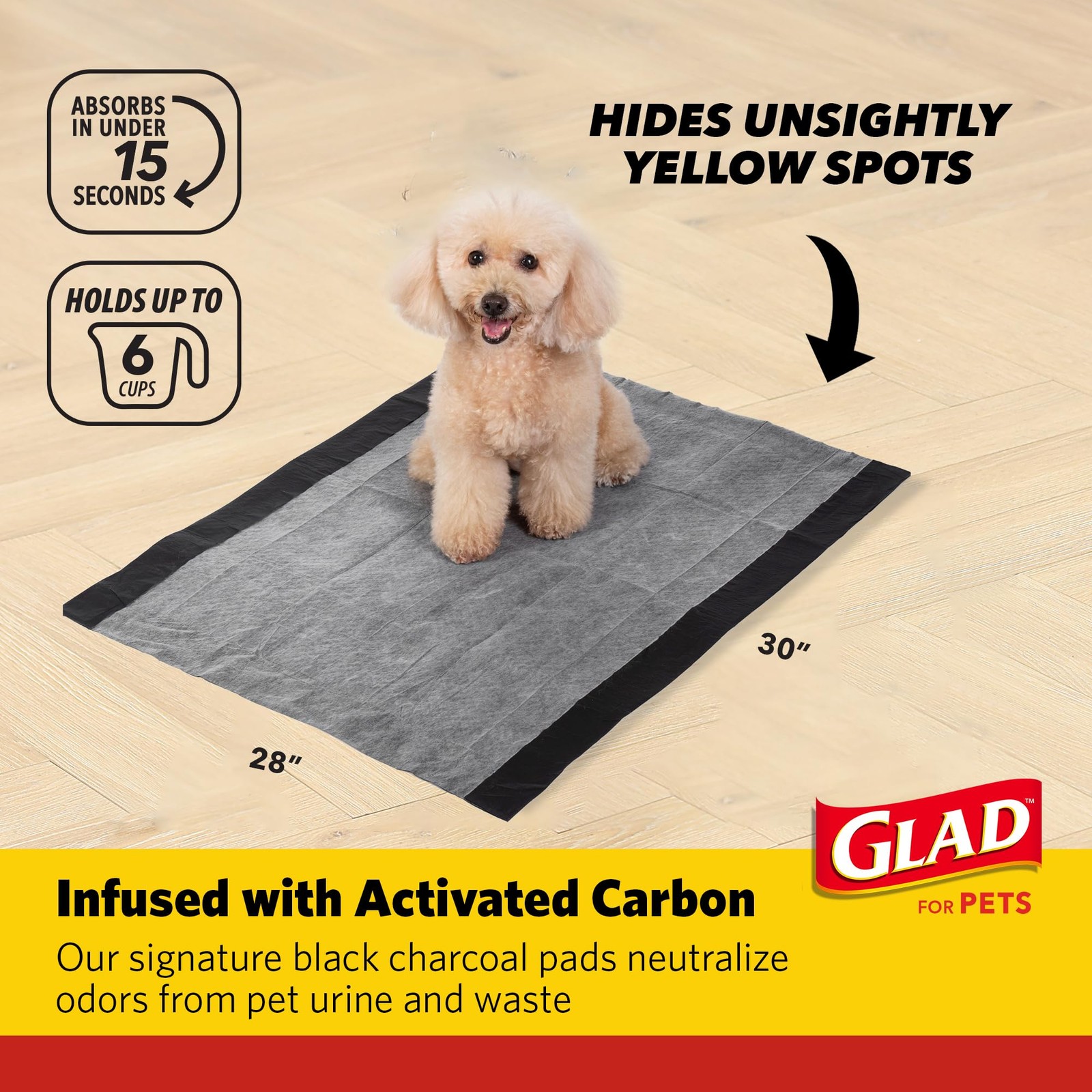 Glad For Pets Extra Large Charcoal Dog Training Pads – Absorbent Dispo