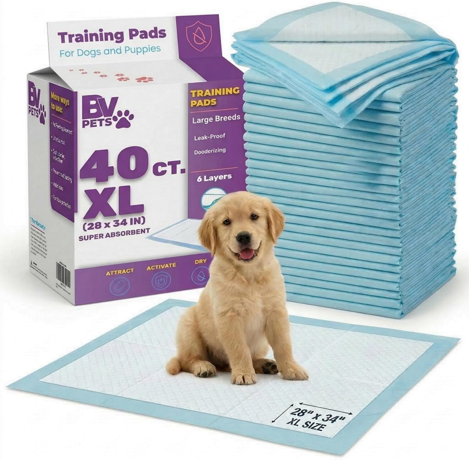 Almohadillas para Cachorros XL 40 Unidades 34×28 Tapetes Antigoteo para Perros