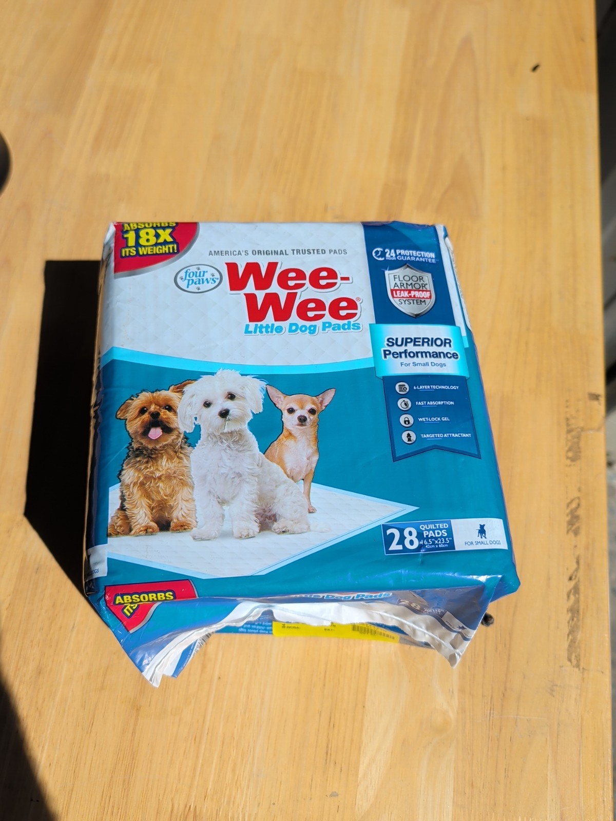 Wee Wee Little Dog Pee Pads 16.5 x 23.5 28 Count 24 Hour Leak Proof Absorbent