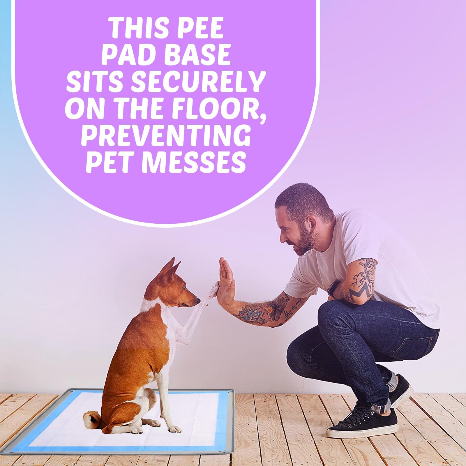 Dog Pee Pad Holder Tray for 30” x 36” Pads – Non-Spill, Easy Clean, Light Grey