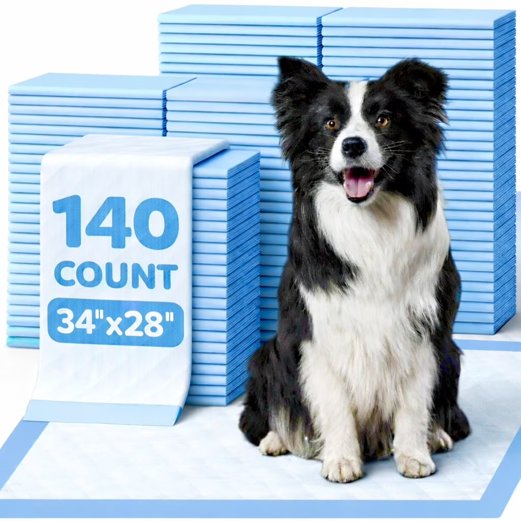 Powools Puppy Pads, Extra Large, 6-Layer Leak-Proof 140 Count, 34” x 28”