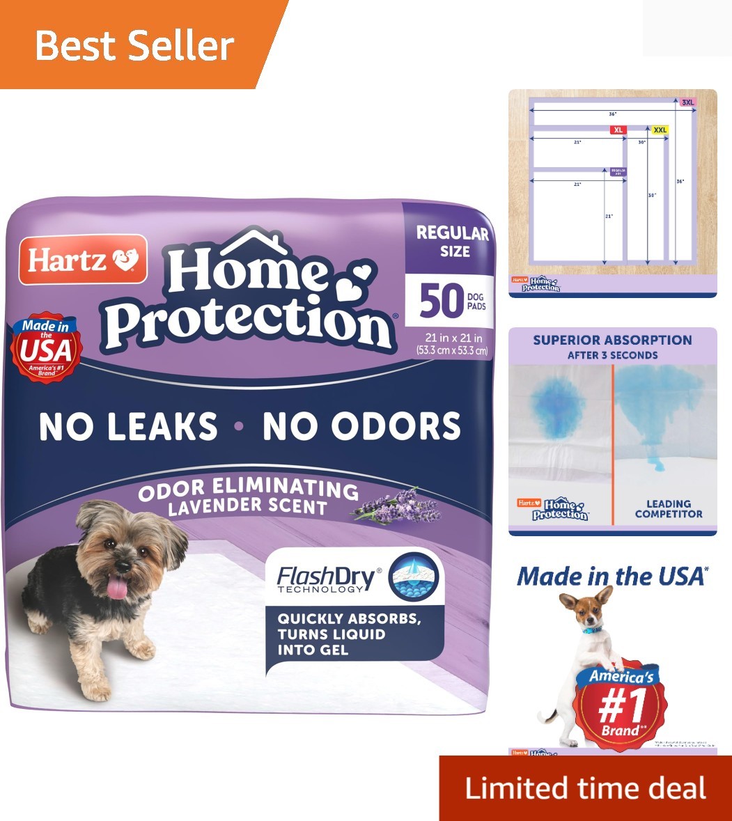 Super Absorbent Lavender Dog Training Pads – 50 Count, Leak-Proof & USA Made