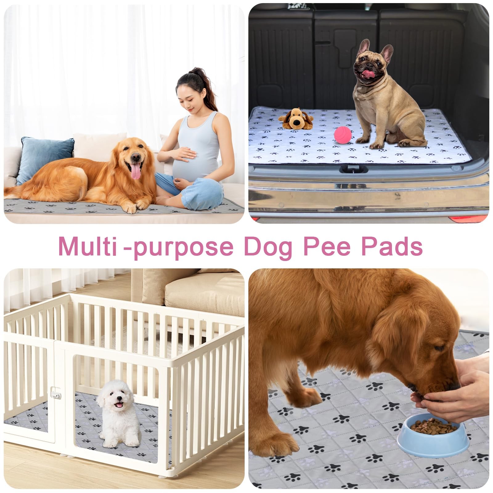 2 Pack Waterproof Reusable Dog Pee Pads 36×41 Non Slip Absorbent Training Mat