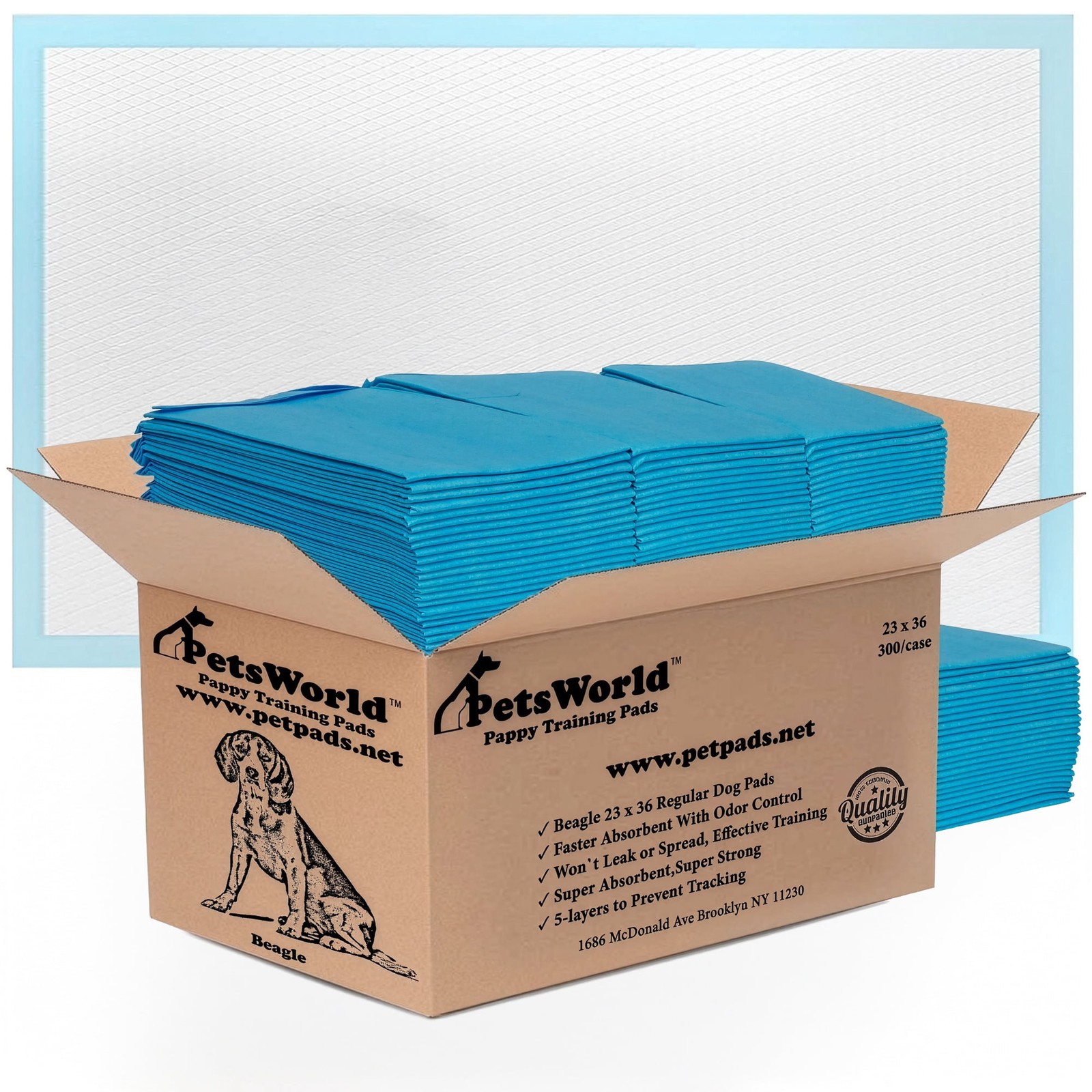 PetsWorld 300 Count Puppy Pads for Small Pets, 23 in x 36 in, Leak-Proof, Value