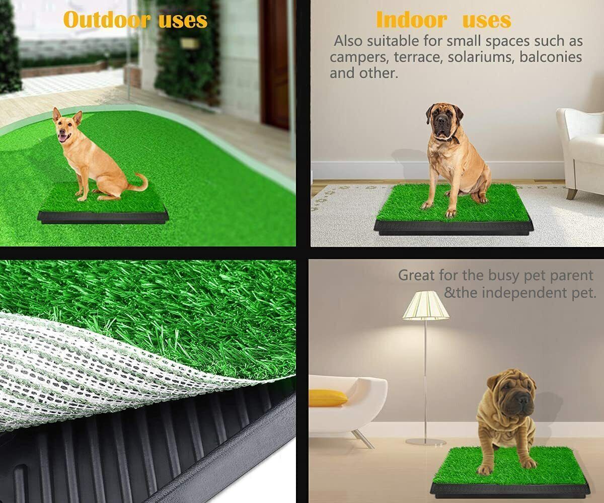 25″x20″ Dog Artificial Grass Mats with Tray Washable Pet Pee Pads Indoor Outdoor
