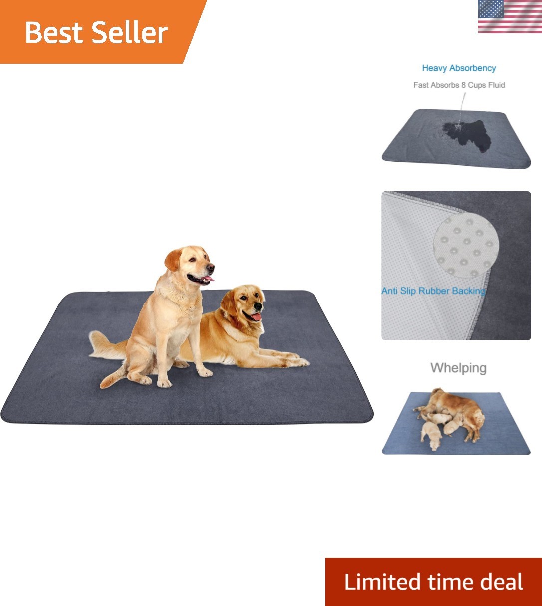 High Absorbency Dog Pads 72×72 – Waterproof, Machine Washable, Eco-Friendly
