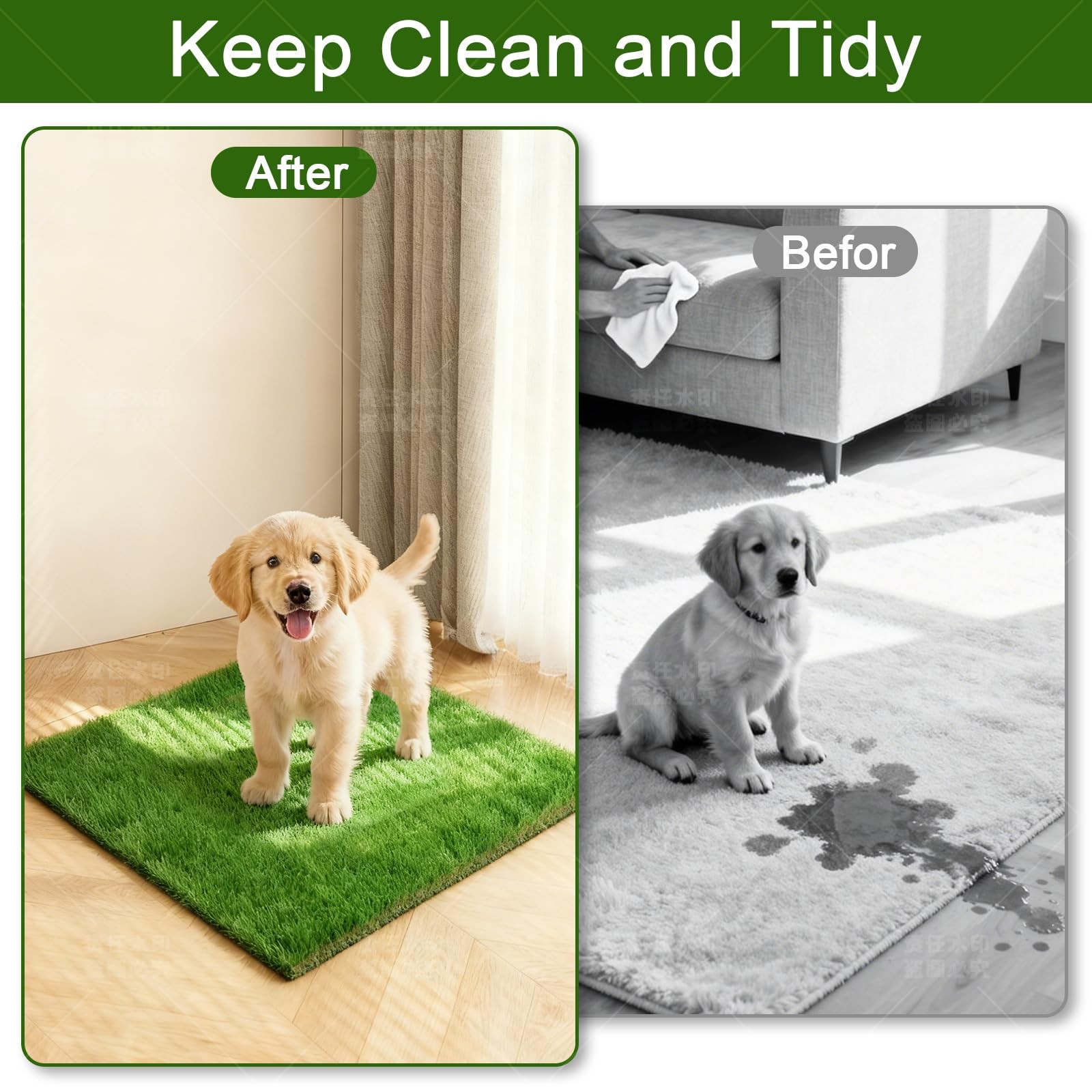 Washable Artificial Grass Pads for Dogs, 2-Pack 18×23 Inch Reusable Turf Mats…