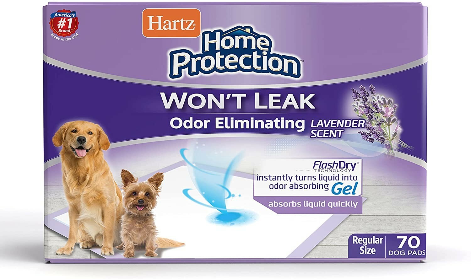 Hartz Home Protection Odor Eliminating Lavender Scented Dog Pads, 21″x 21″, 70ct