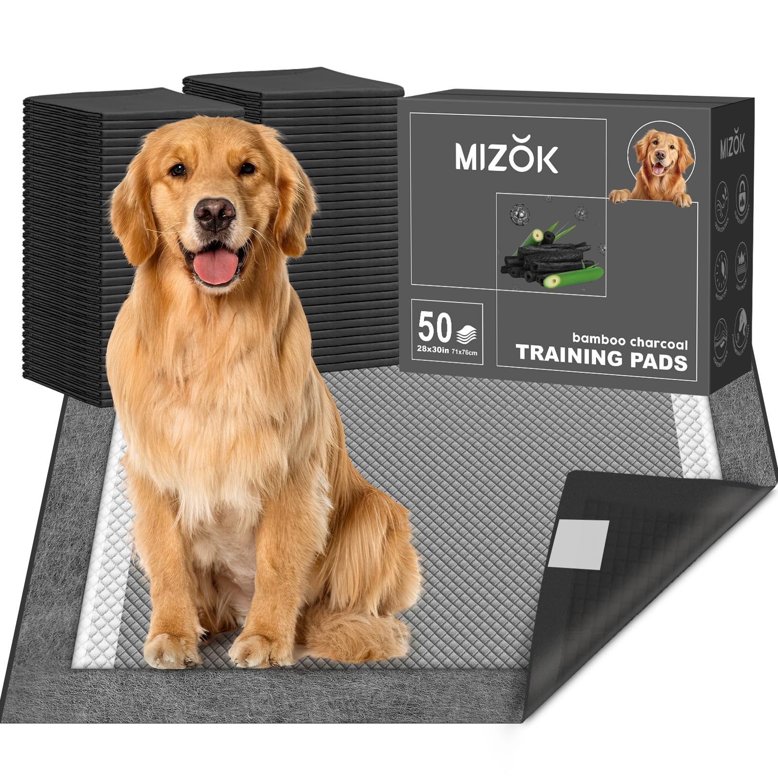 Pee Pads for Dogs Charcoal Disposable No Leak Large 28x30in 50Ct