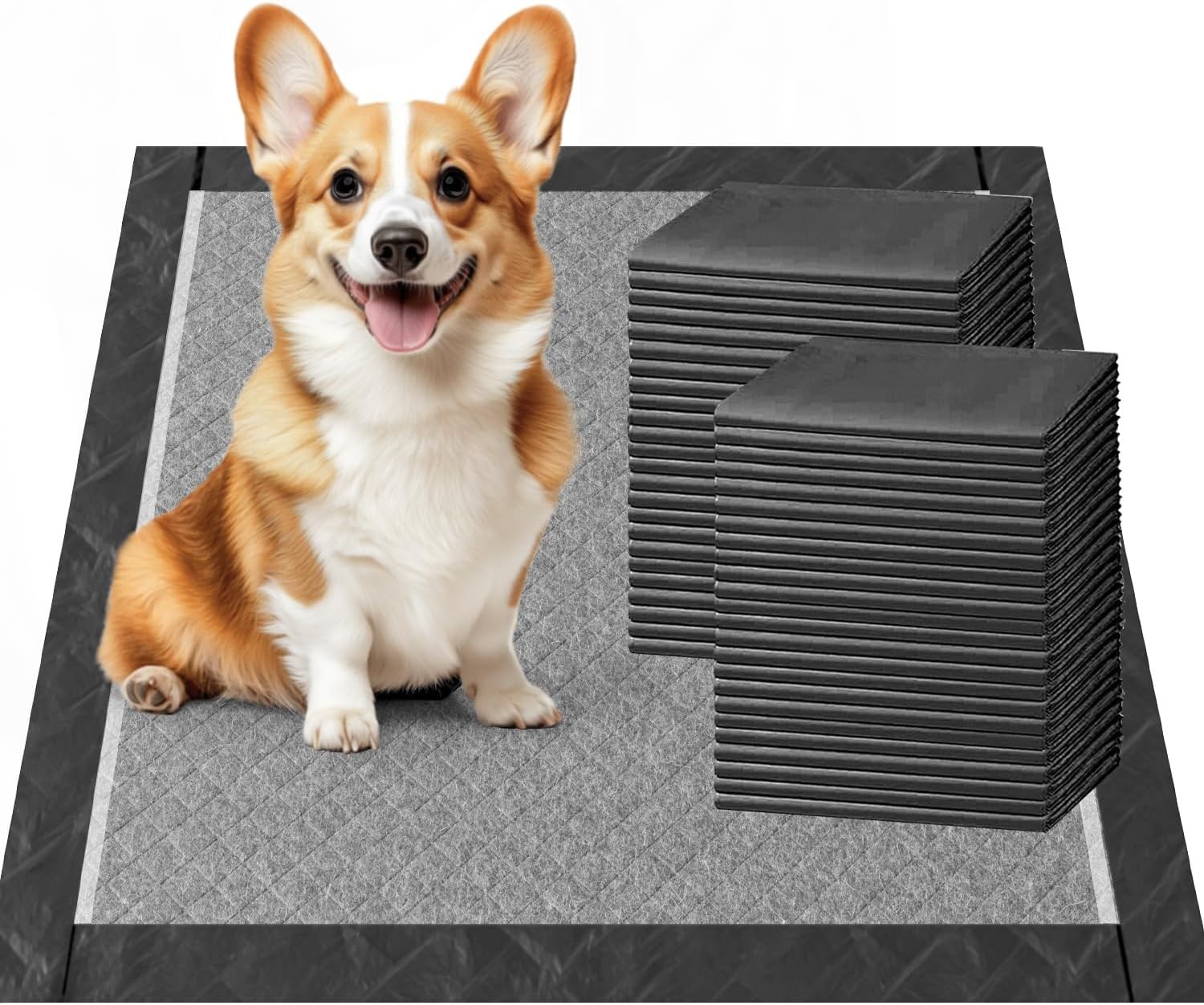 Charcoal Puppy Pads 28×34 Inches Extra Large Dog Pee Pads Odor-Control &