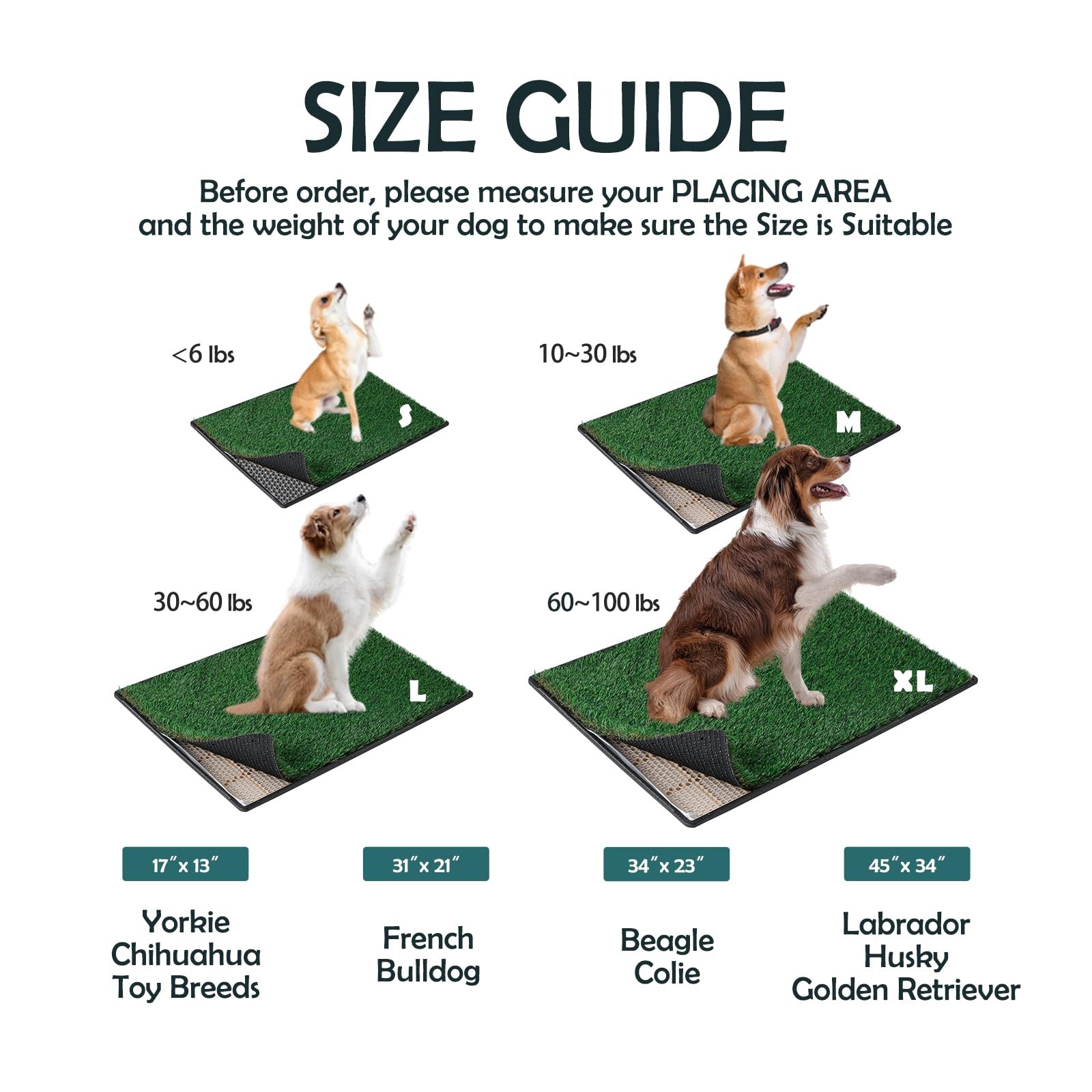 Dog Grass Pee Pads for Dogs with Tray | Extra Small 17 x 13 in for Puppy Less…