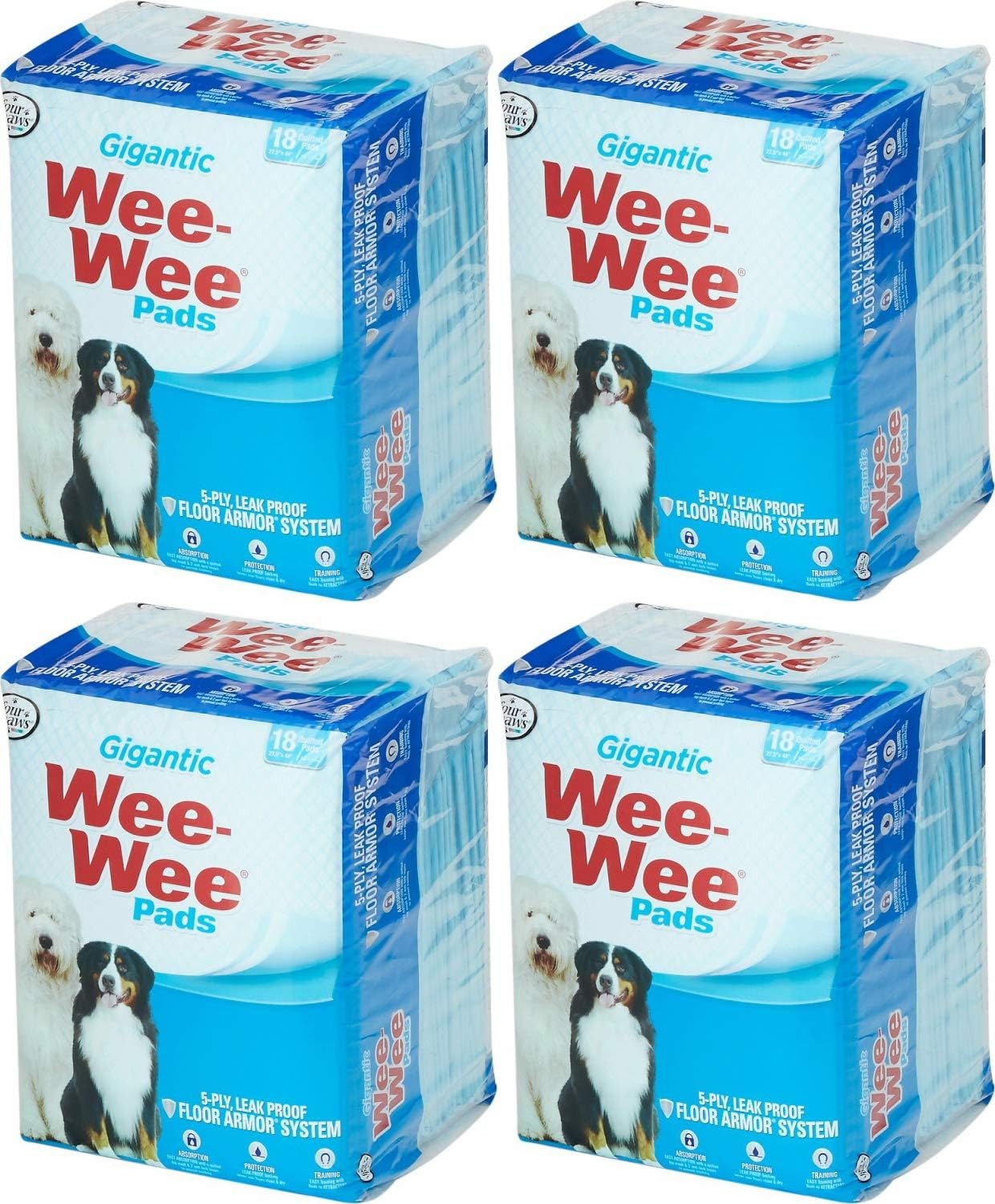 Wee-Wee Pads, Gigantic, 18 per Pack (4 Packs)