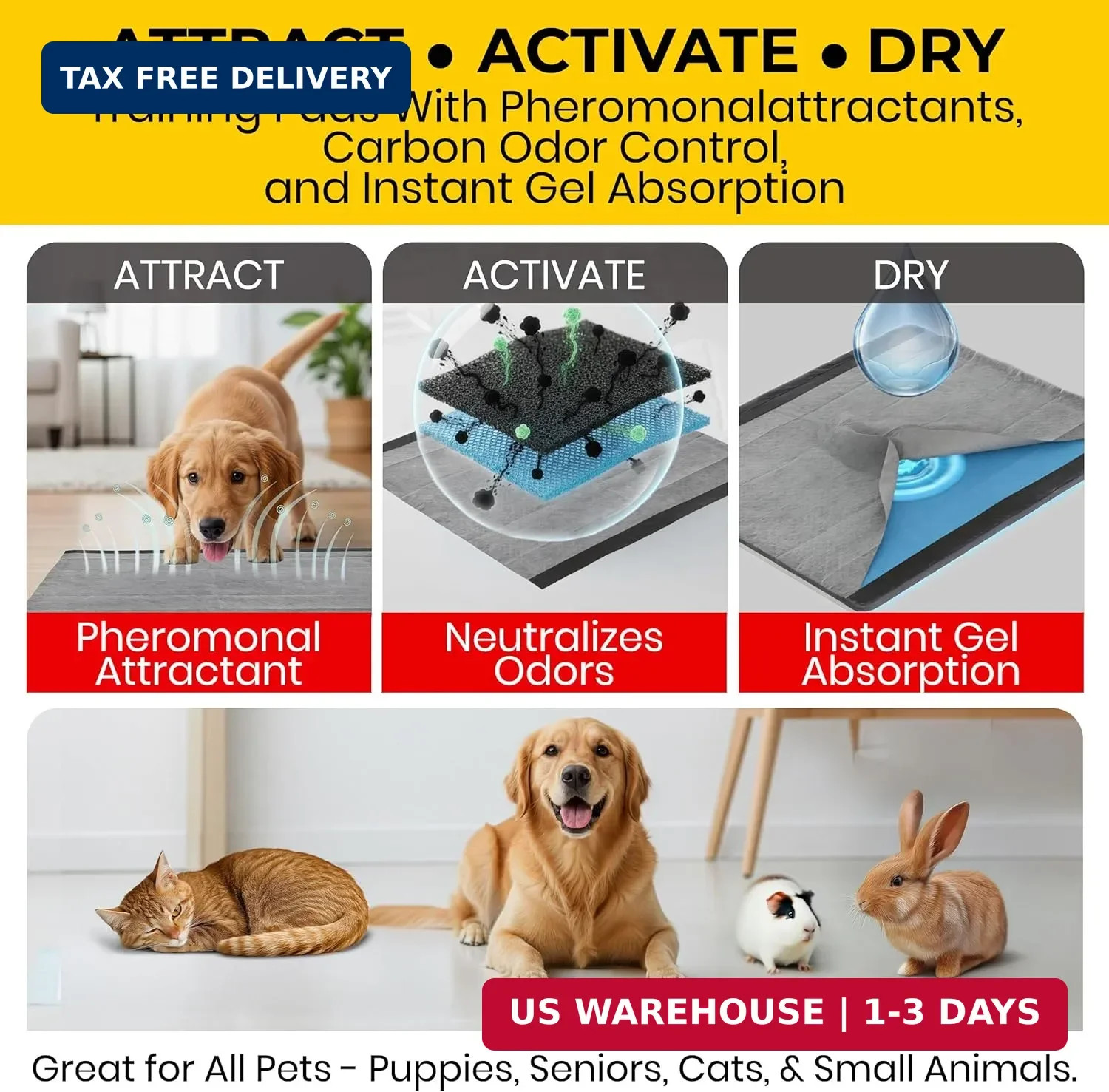 Glad for Pets XL Charcoal Training Pads for Dogs and Puppies, 30 Count | 6-layer