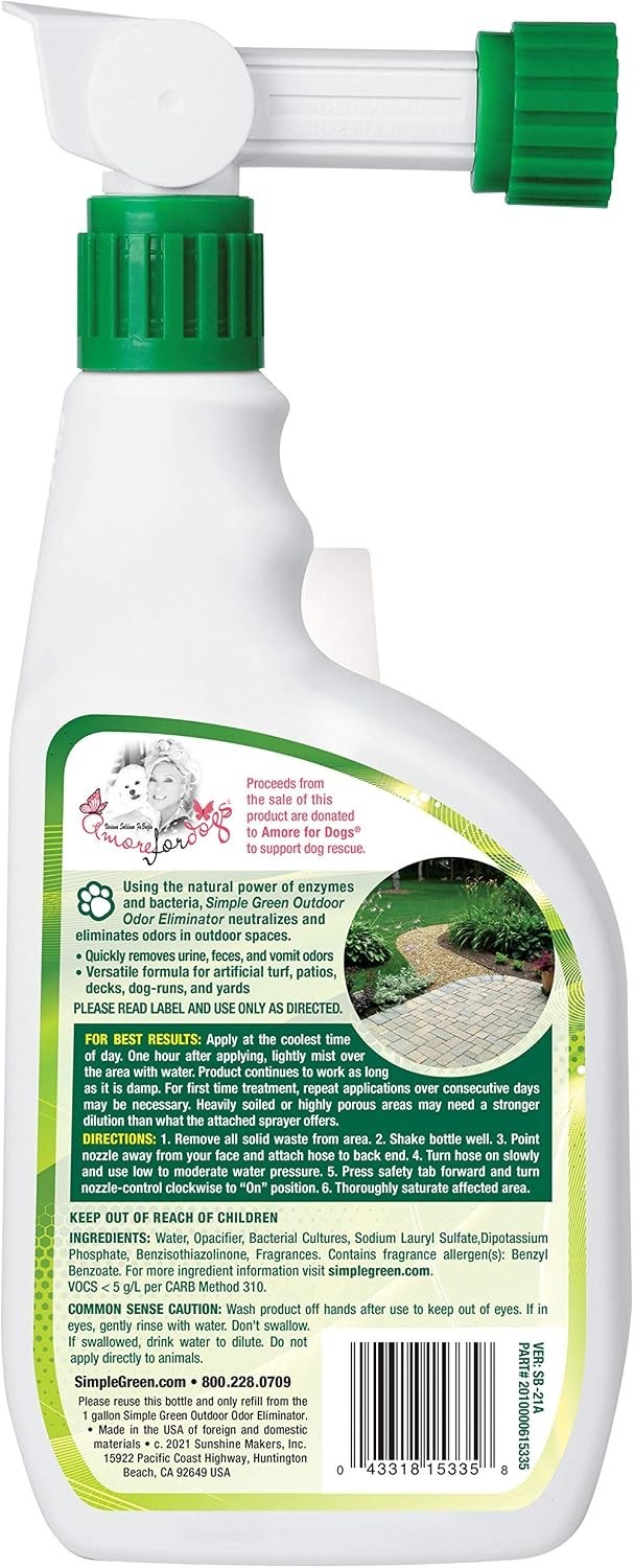 Outdoor Odor Eliminator for Pets, Dogs, Ideal for Artificial Grass & Patio 32…