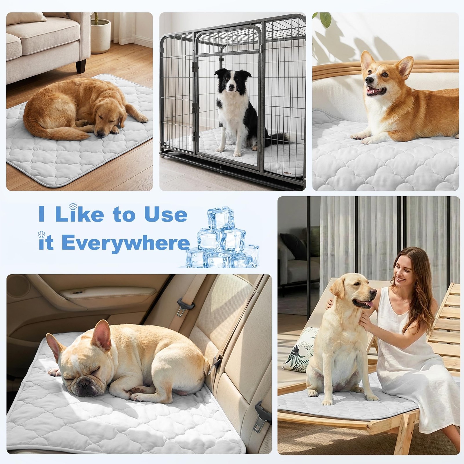ZOMISIA Cooling Mat for Medium Dogs, Q-Max 0.5 Thin Breathable Cold Crate Pad…