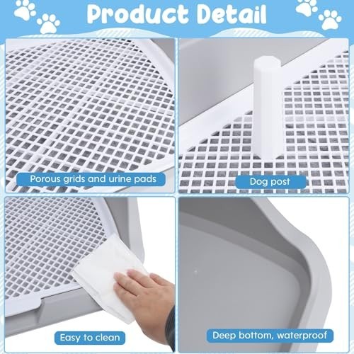 XL Dog Litter Box & Pee Pad Holder, Puppy Potty Training Tray for Small/Medium D