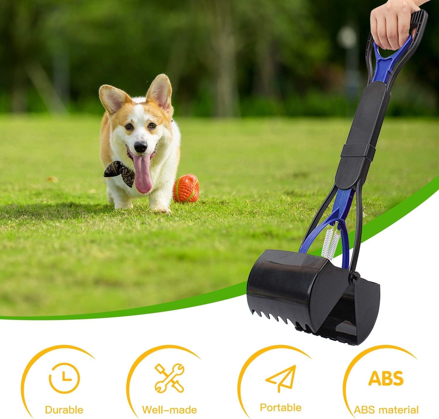 24 Inch Portable Dog Pooper Scooper for Large Small Dogs, Foldable Dog Poop S…