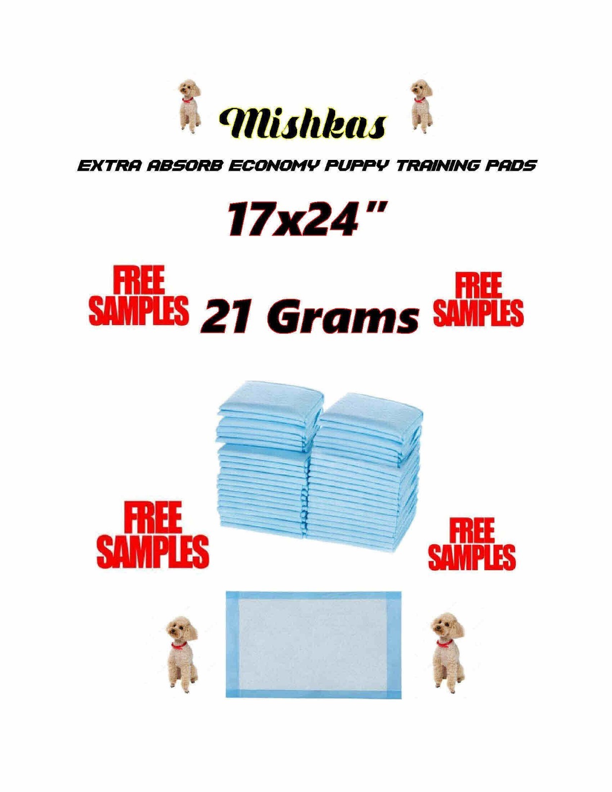 300ct SUPER Economy XTRA ABSORB 17×24″ Puppy Training Pads 21 gr Use Em Twice!