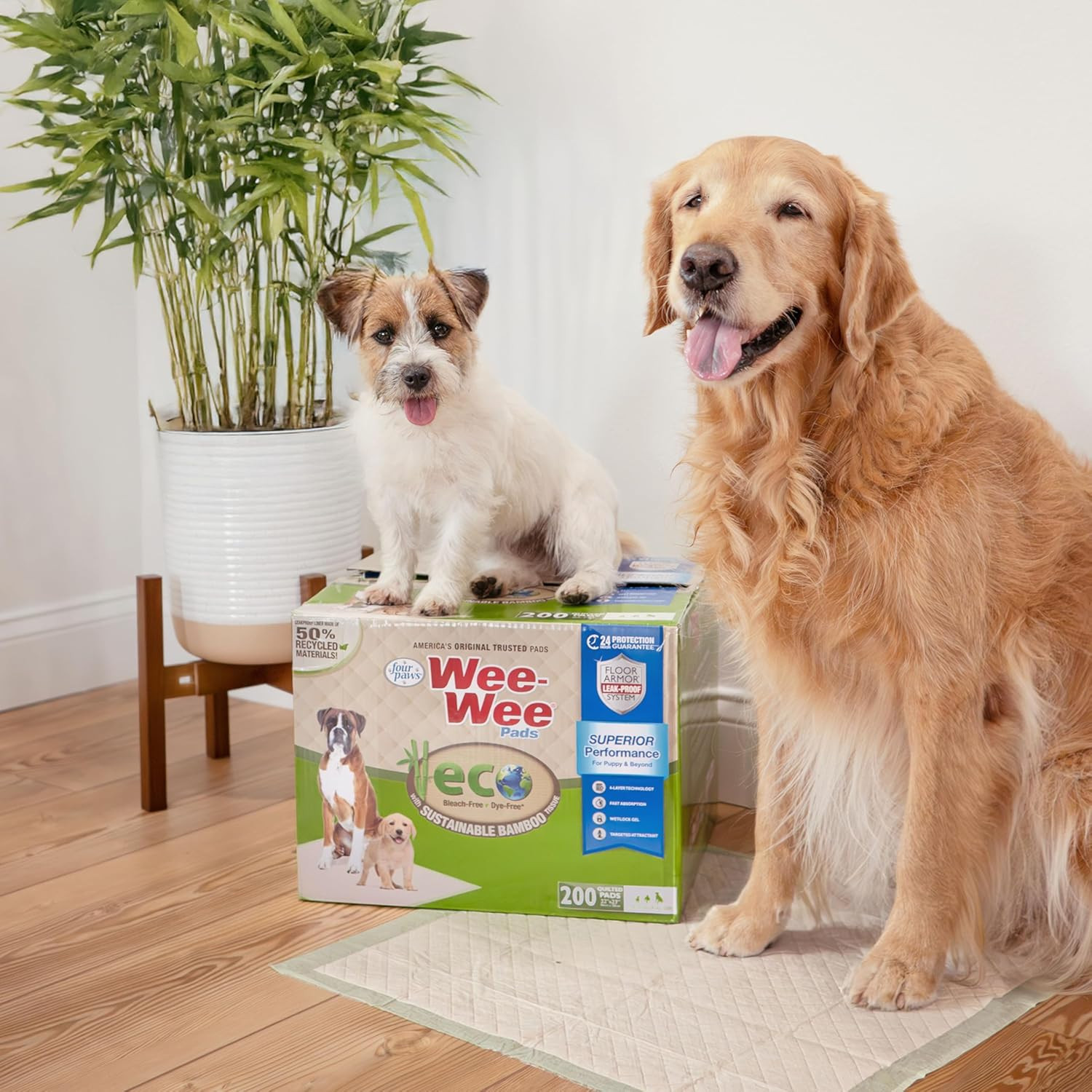 Four Paws Wee-Wee Superior Performance Bamboo Pee Pads for Dogs, Earth Friendly
