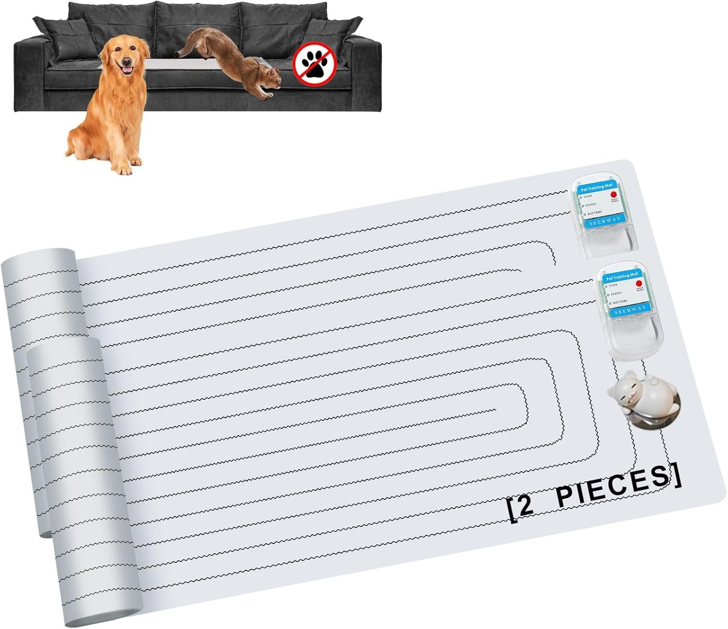 Pro Pet Shock Mat 2-Pack: Waterproof Deterrent, 3 Training Modes, Safe Electr…