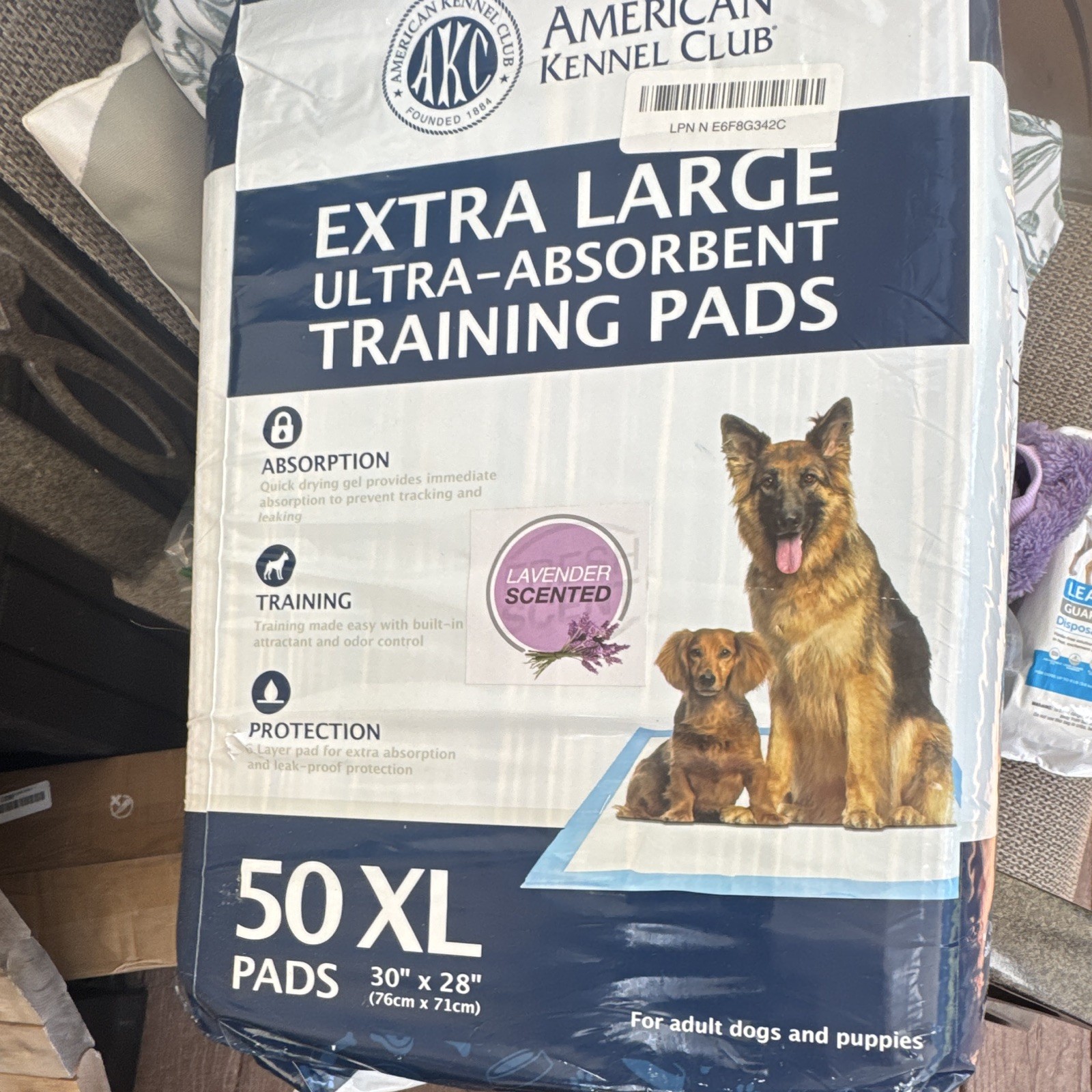 American Kennel Club XL Ultra-Absorbent Leak Proof Lavender Training Pads 50