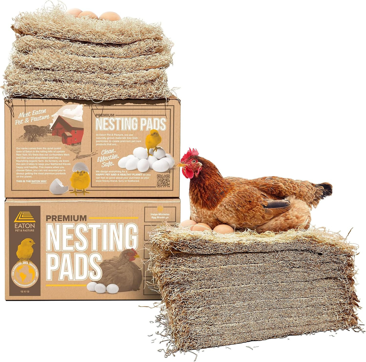 Eaton Pet and Pasture Nesting Pads for Laying Hens, 13″ X 13″, 10 Pack