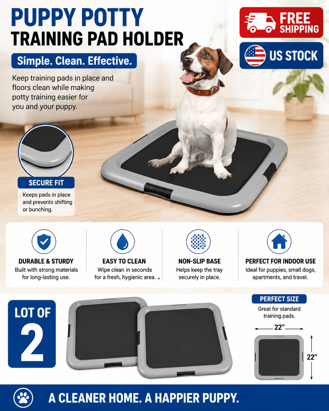 New Puppy Potty Training Pads Holder – IRIS USA 22×22 Tray 2 Pack