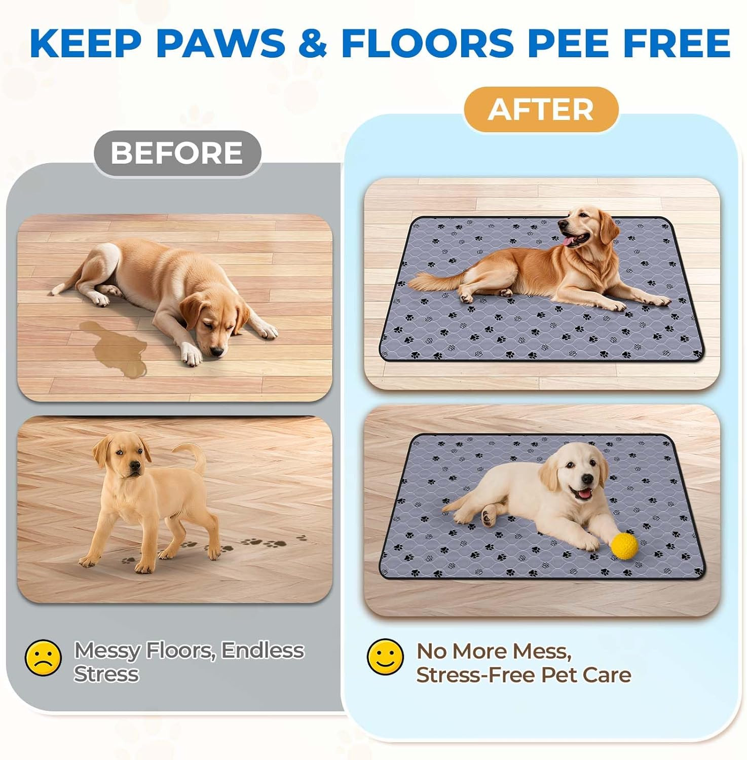 Washable Dog Pee Pads Extra Large 72”X80” Instant Absorb Training Pads, Non-Sl
