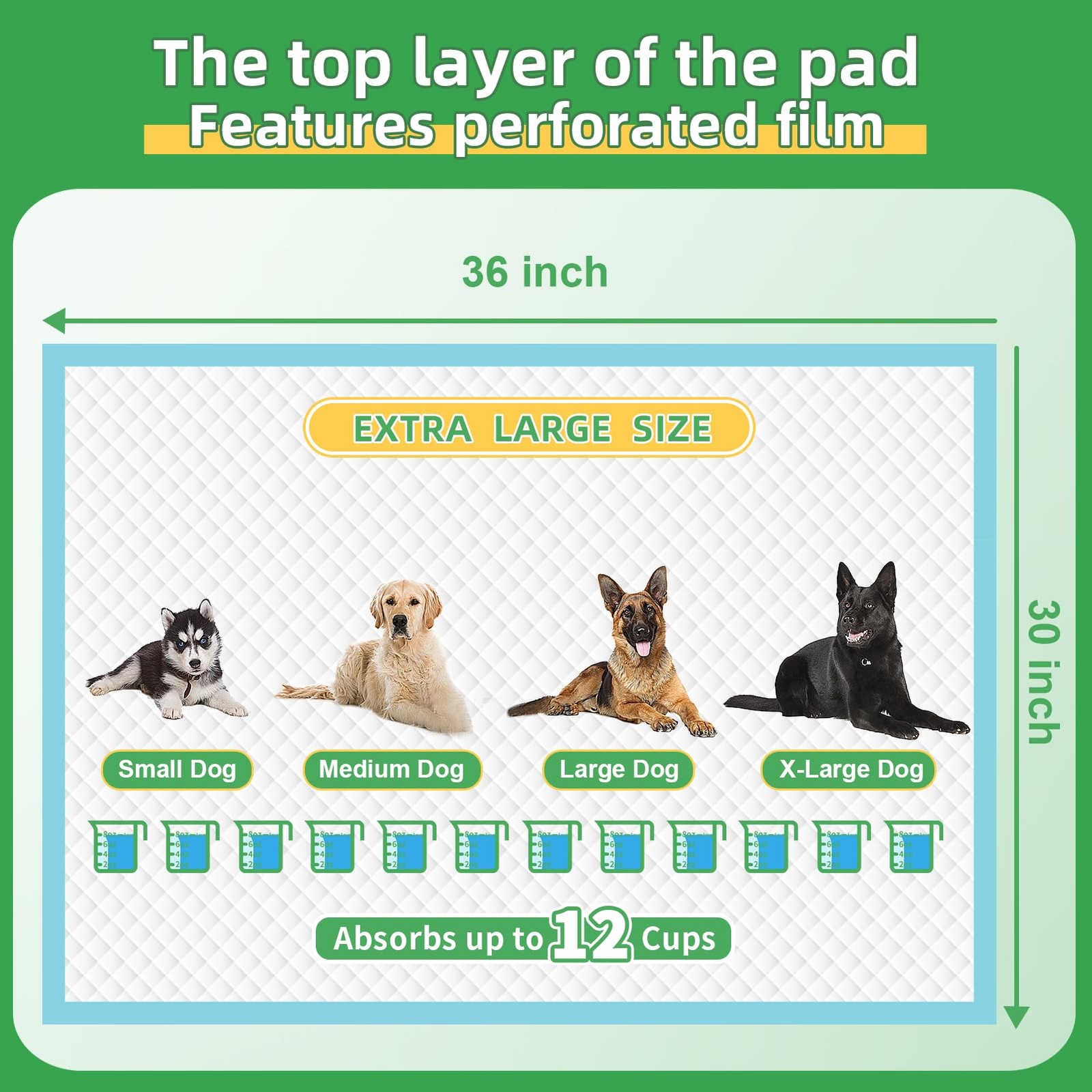 Dog Pads Extra Large 30″x36″ – Leak-proof Protection, 30 Count for Puppies