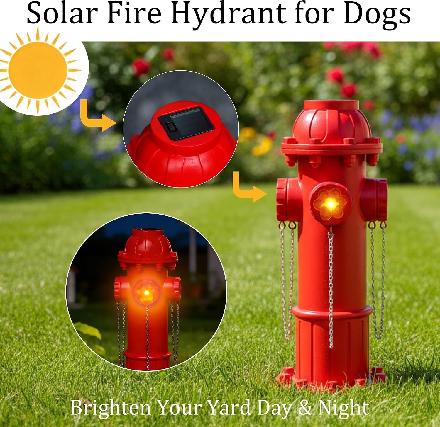 Solar Dog FireFire Hydrant for Dogs to Pee On, Dog Pee Post for Garden & Patio
