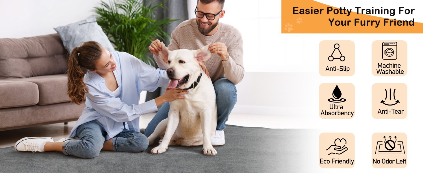2-PK Extra Large Reusable Dog Mats – Non-Slip Washable Floor Pads 72″x72″ (GRAY)