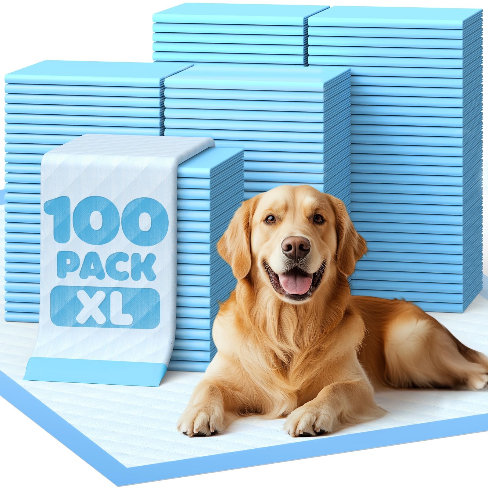 100-Pack Extra Large Pee Pads – 34″ x 28″ Puppy x – 100 Packs, Blue