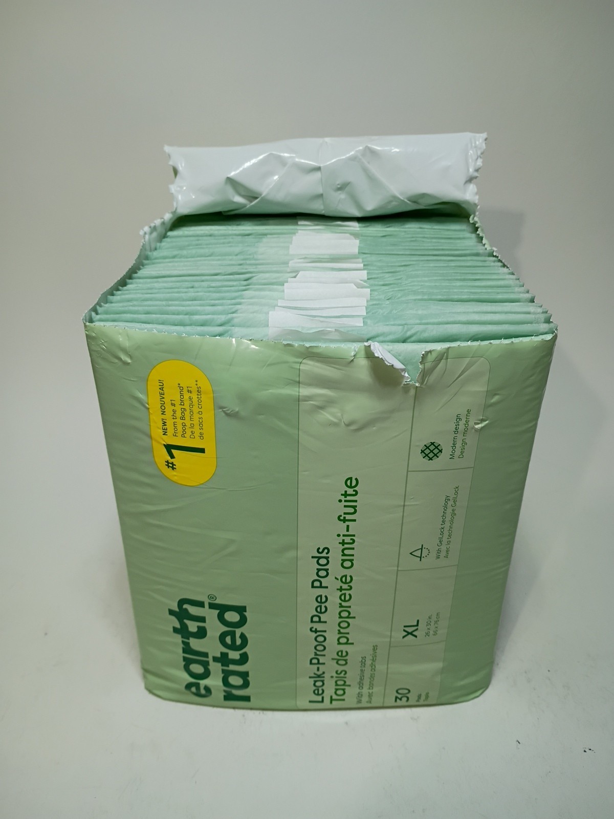 Earth Rated Leak-Proof Pee Pads XLarge 26×30” 24 Pads OPEN PACKAGE Adhesive Tabs