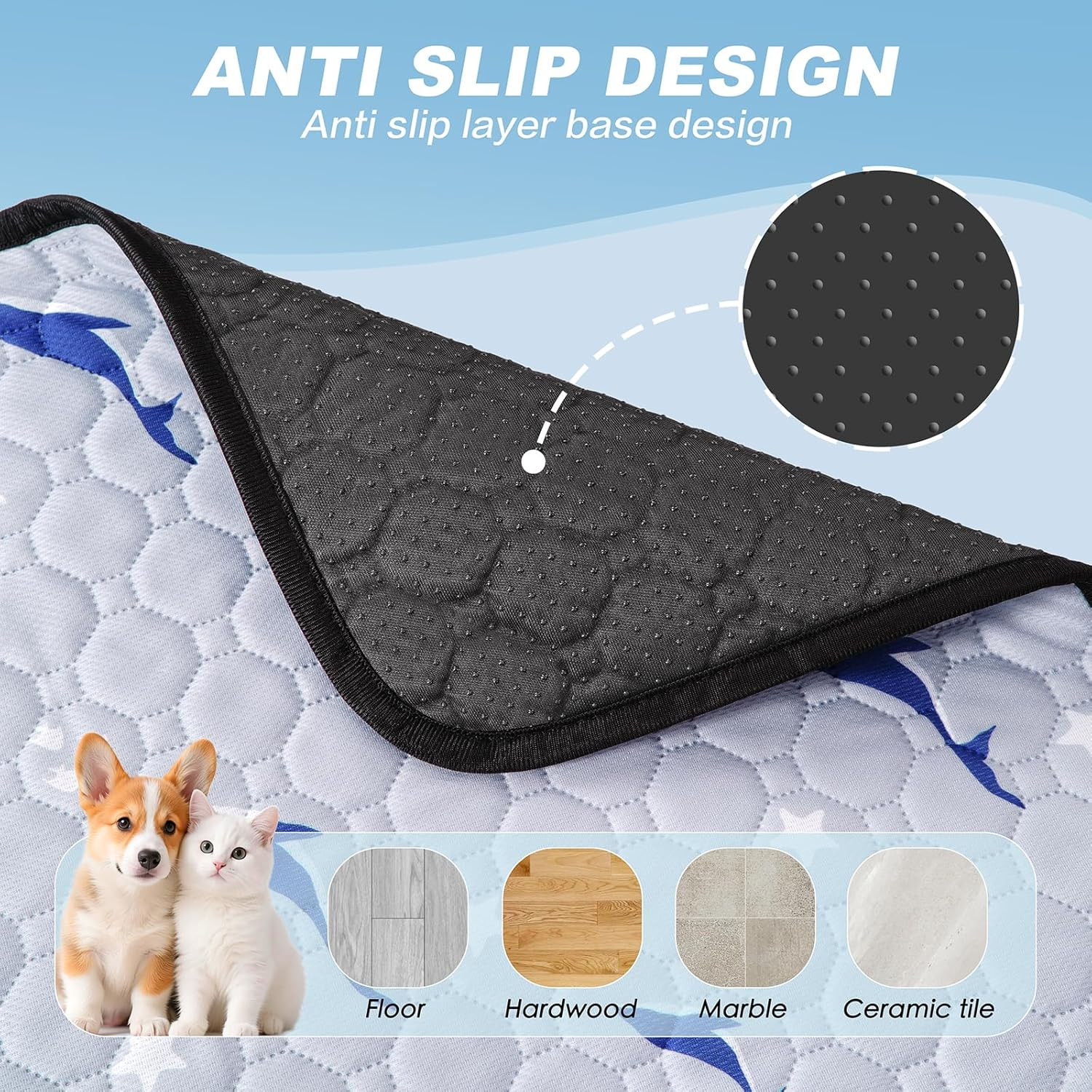 Washable Pee Pads for Dogs, 2Pack Reusable Puppy Pads, Fast Absorbent Dog Pee Pa