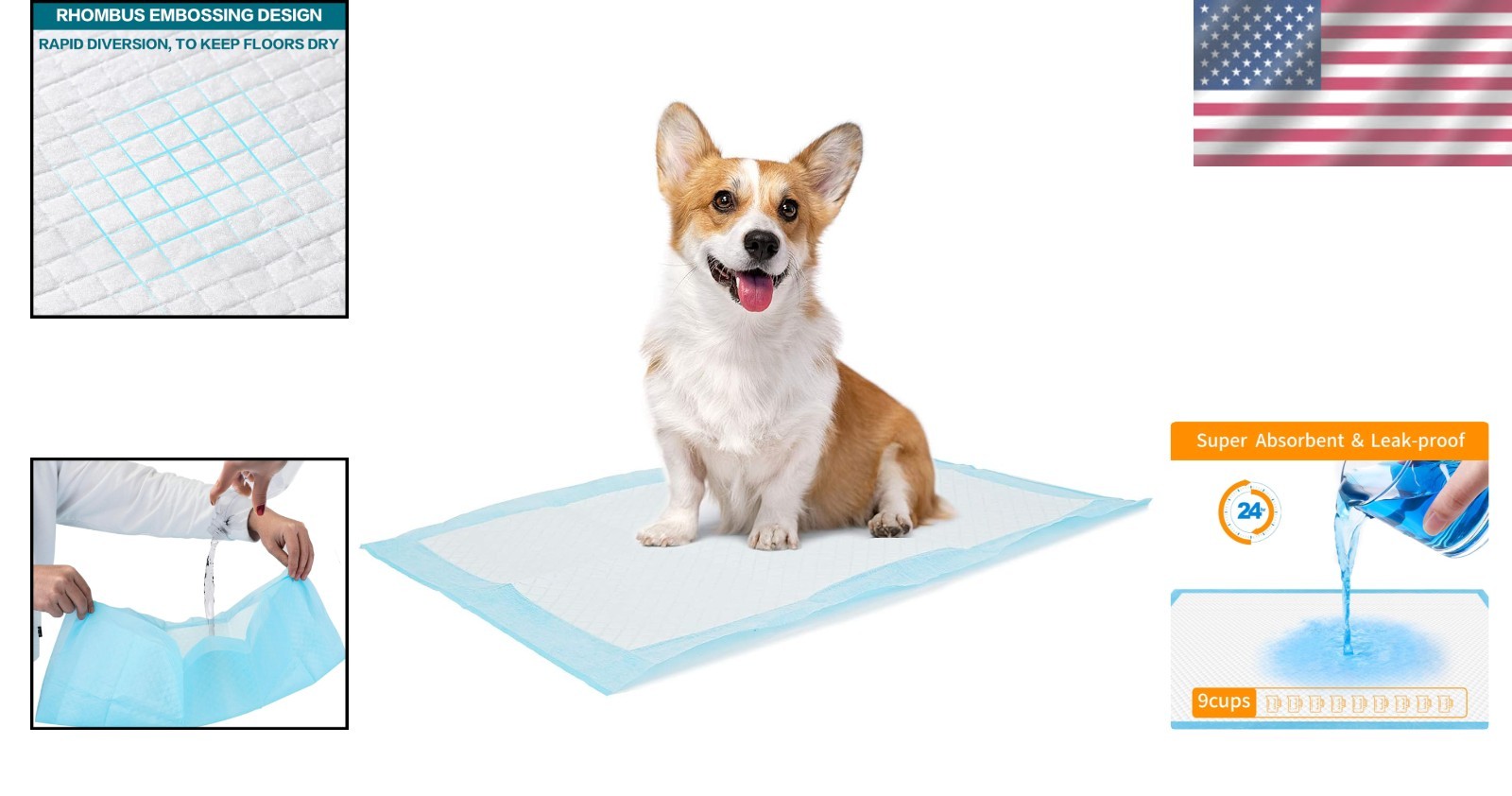 Fast-Drying Leak-Proof Puppy Pads – 100 Count for Effortless House Training