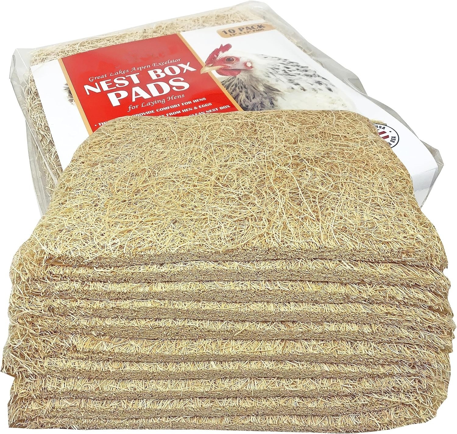 Paquete 10 Almohadillas para Nidos de Gallinas 33x33cm Aspen Sostenible