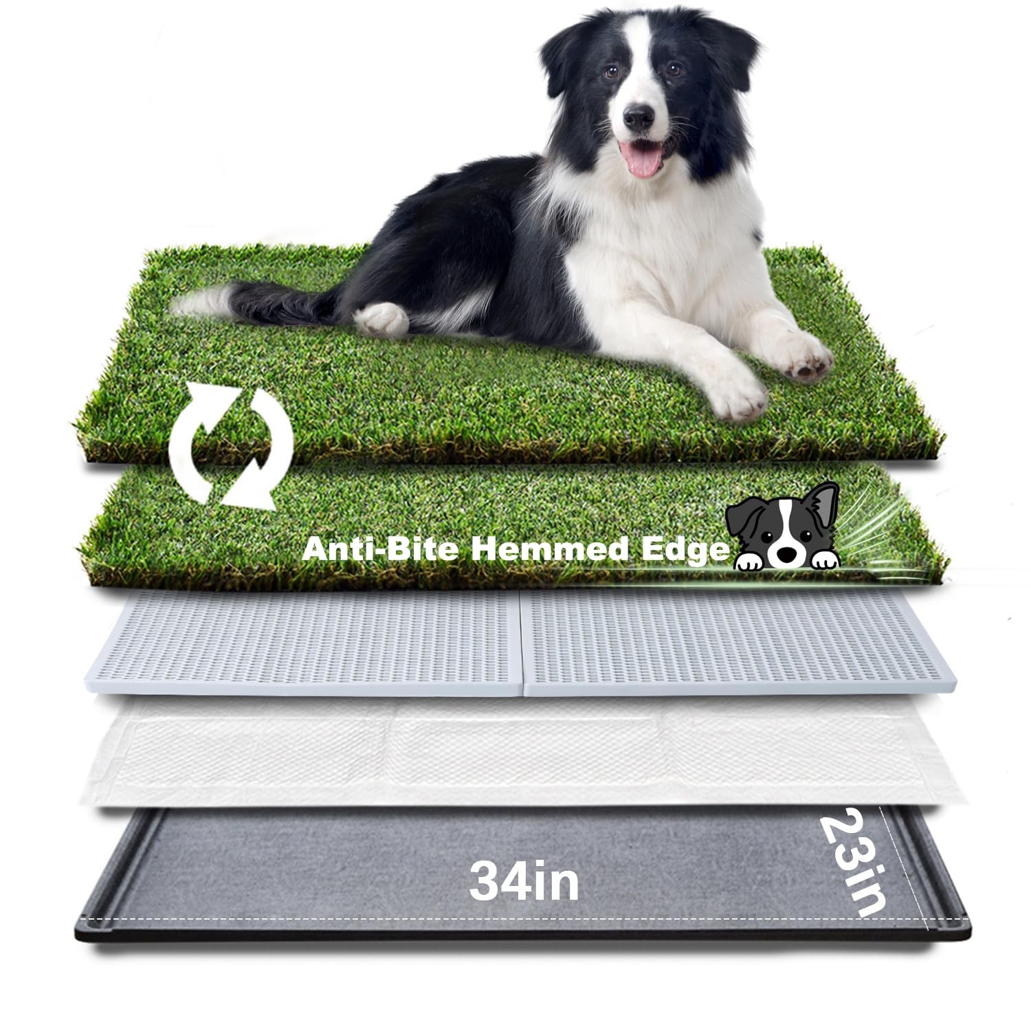 HQ4us Dog Grass Pad with Tray Large 34”×23” Dog Litter Box Toilet with 2×Arti…