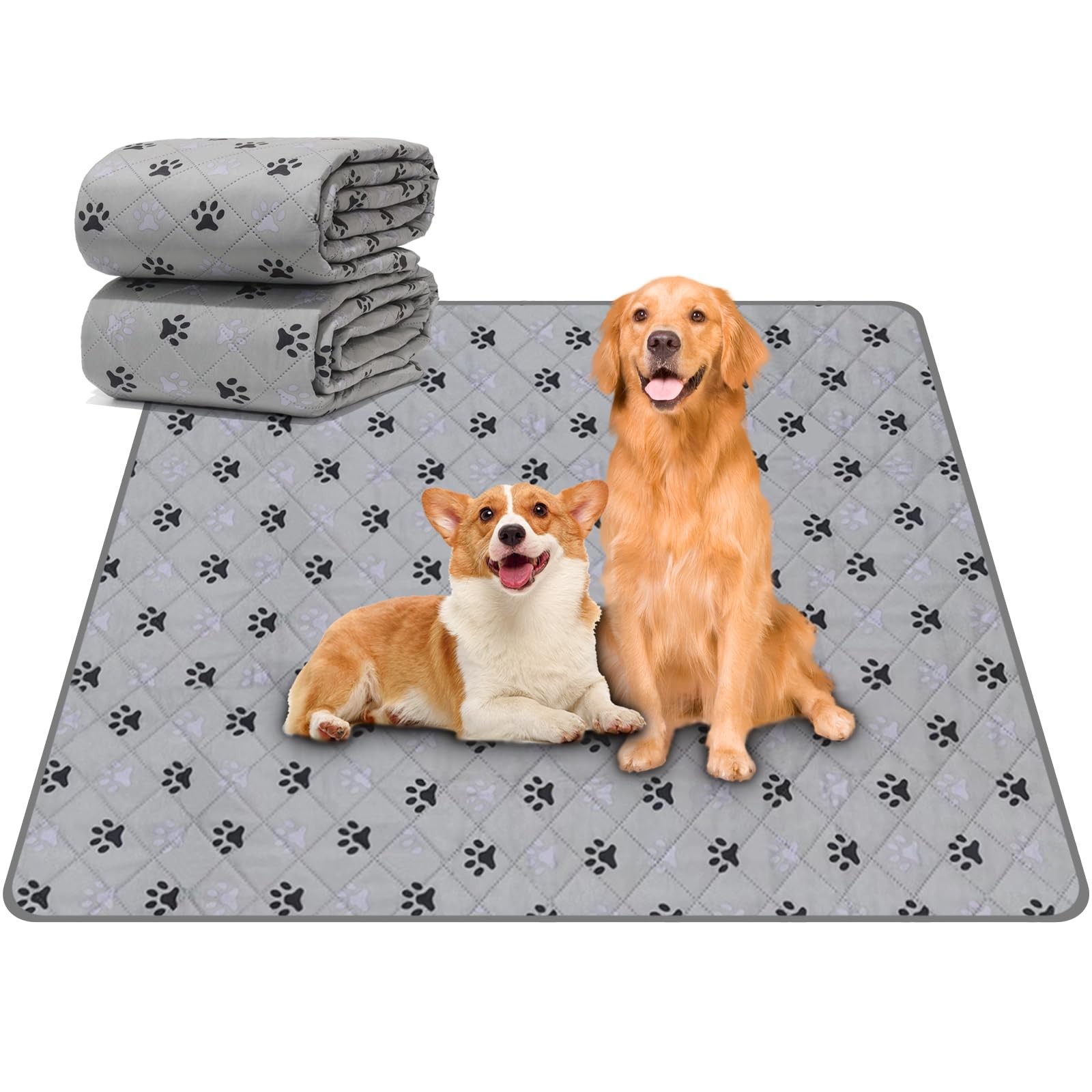 2 Pack Waterproof Reusable Dog Pee Pads 36×41 Non Slip Absorbent Training Mat