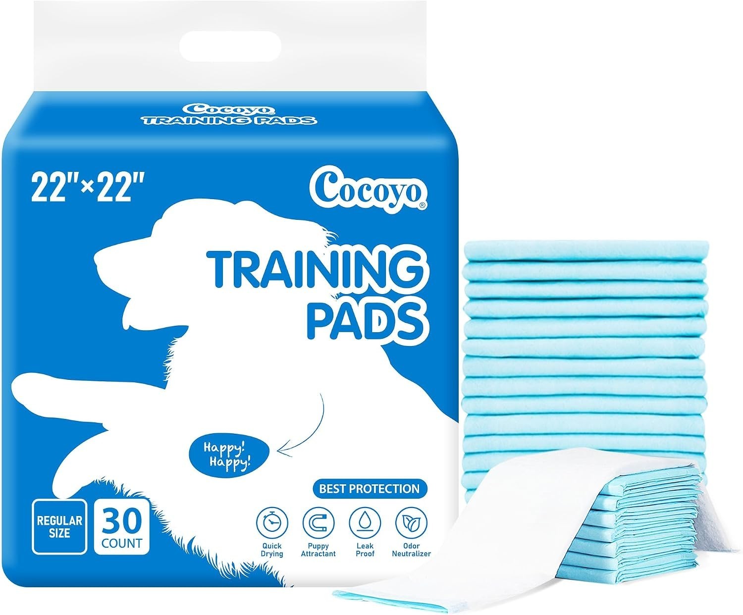 COCOYO Best Value Training Pads 30 Count | Dog Pee Pads | Super Absorbent Puppy
