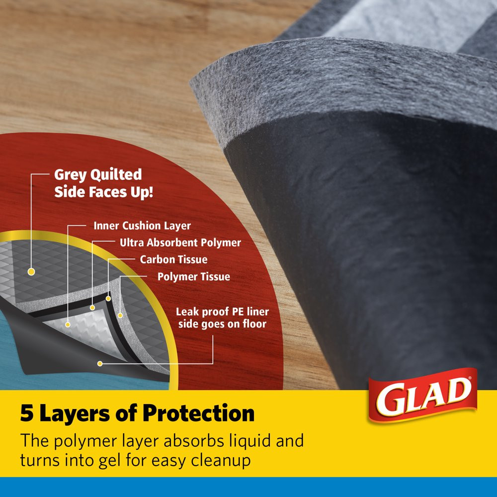 Glad Black Charcoal Puppy Training Pads, 14 Count