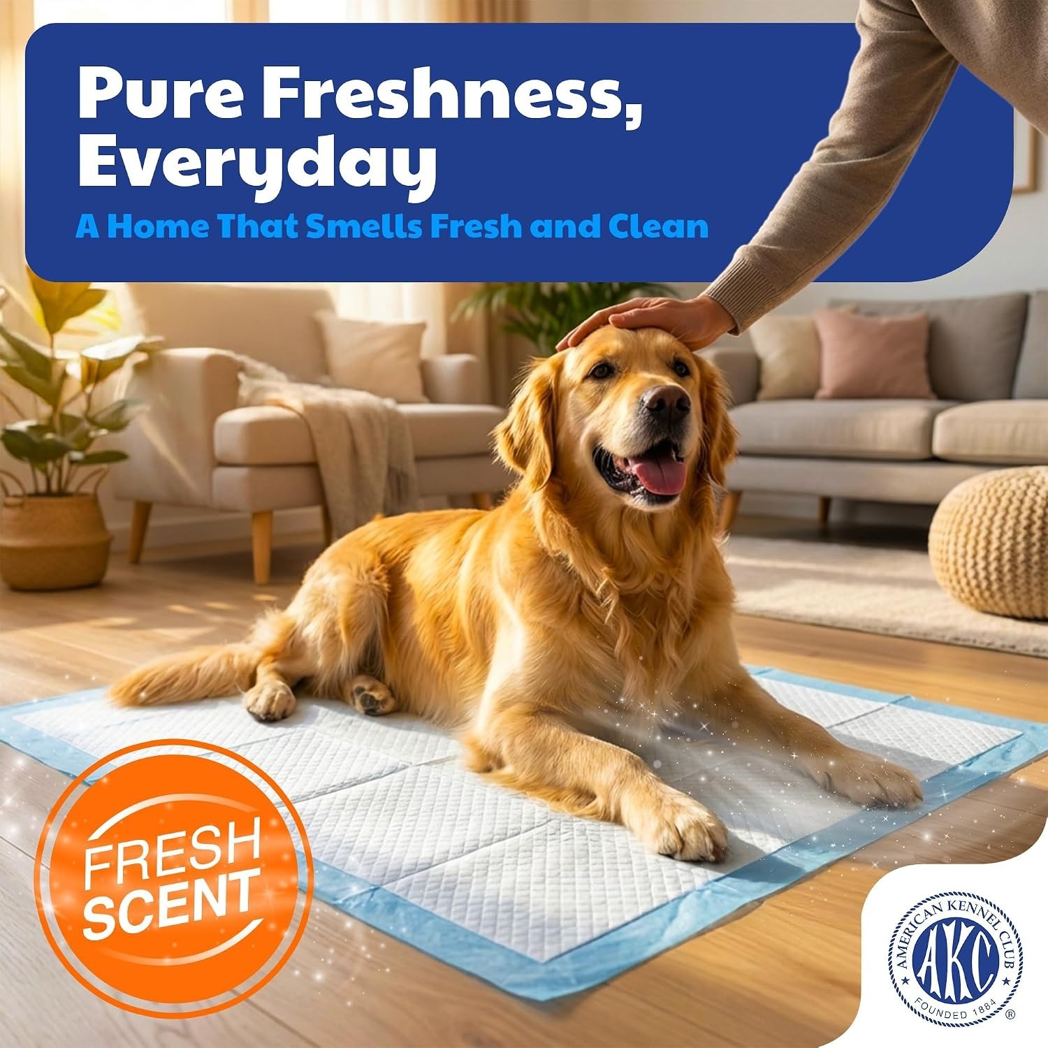 AKC Dog Training Pads, XL 28″ x 30″, Fresh Scent, 50 Count