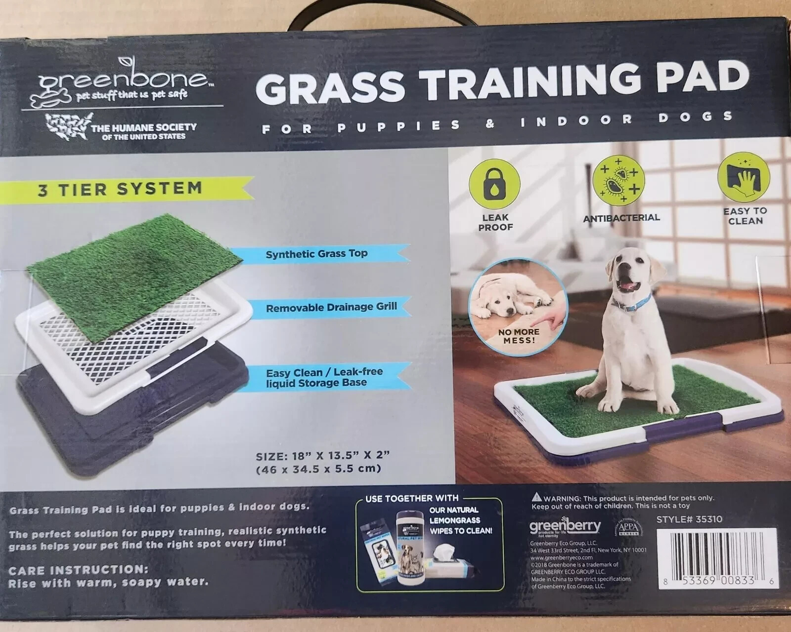 Greenebone Grass Training Pad For Puppies & Indoor Dogs Size 18″ x 13.5″ x 2″