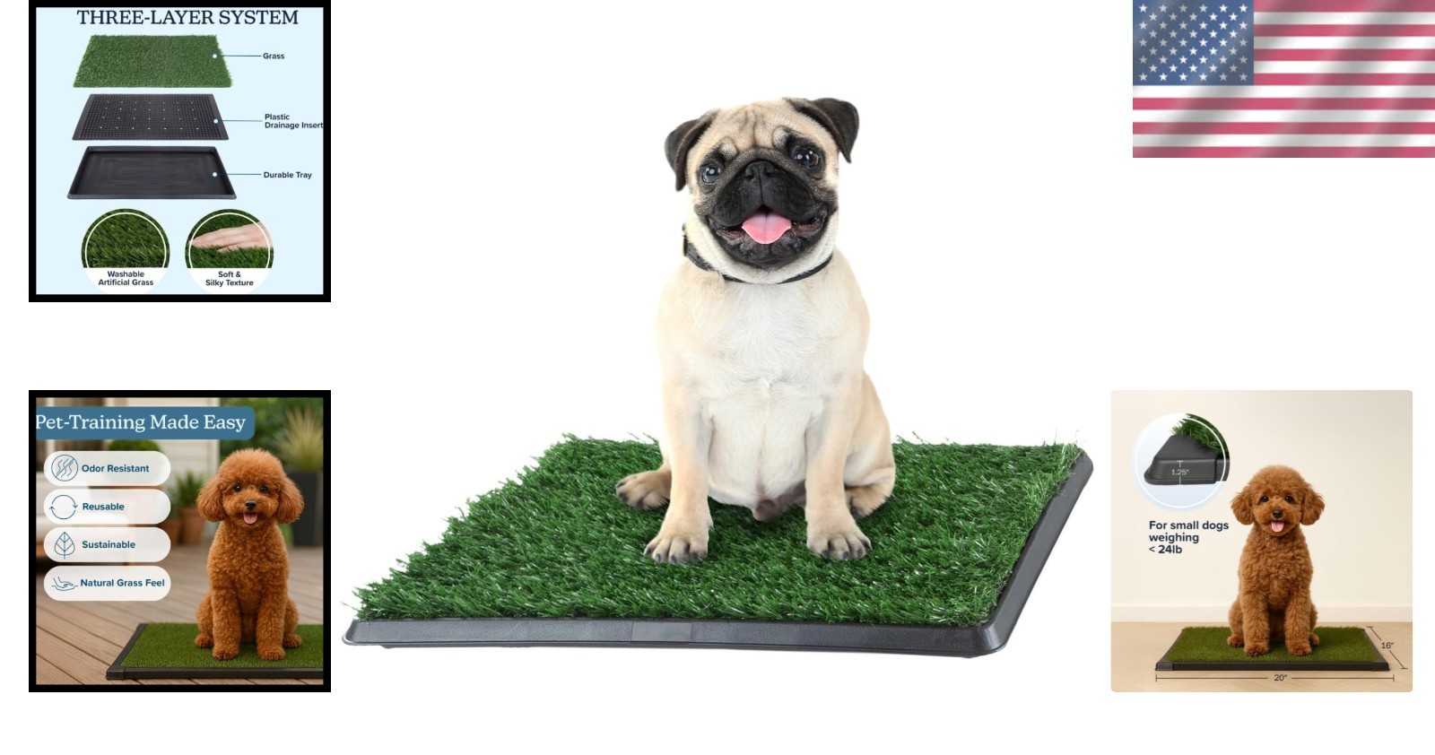Washable Pet Housebreaking Pad with Tray – 16×20 Inch for Small and Medium Dogs