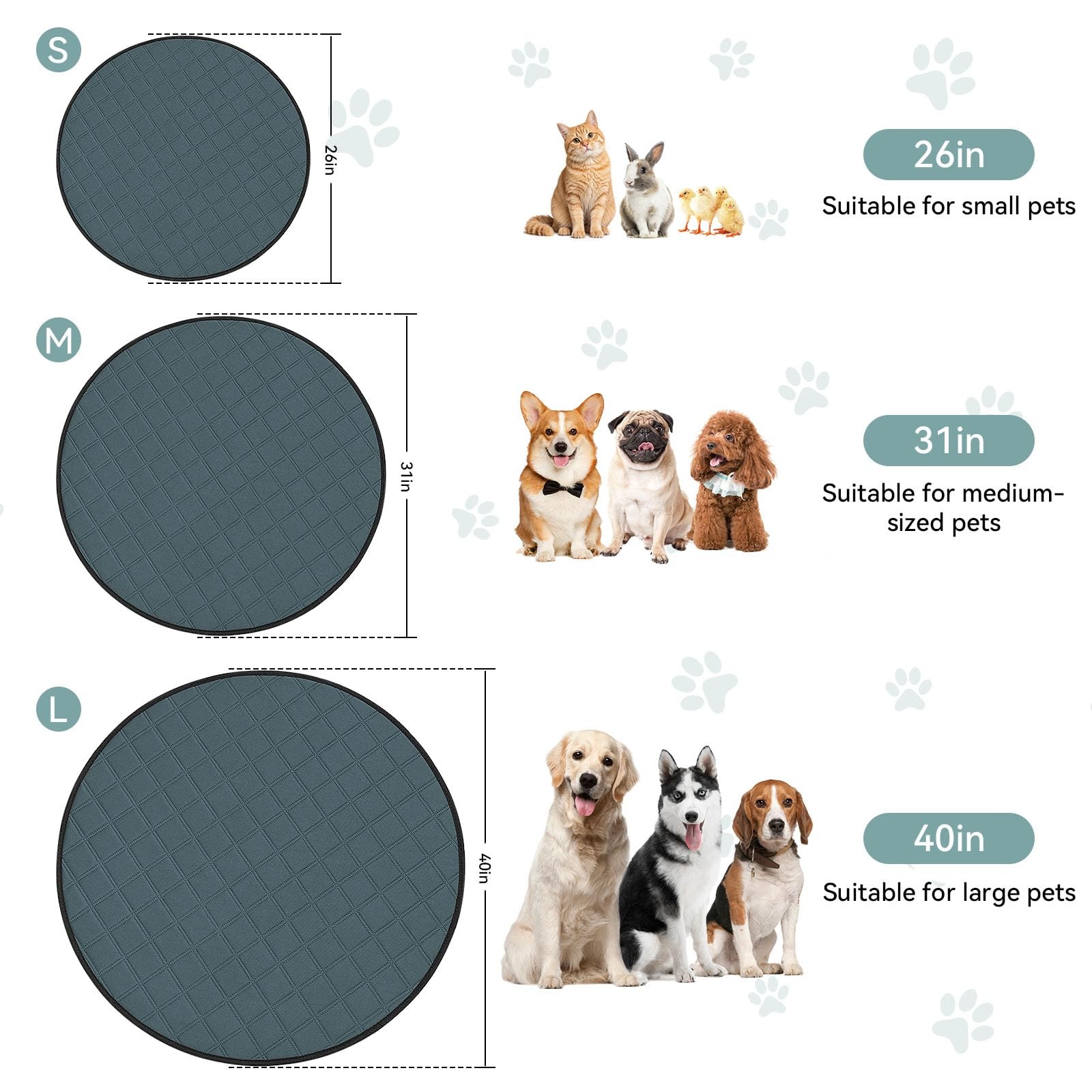Washable Reusable Pet Pee Pads, Absorbent Non-Slip Training Mat for Dog Cat R…