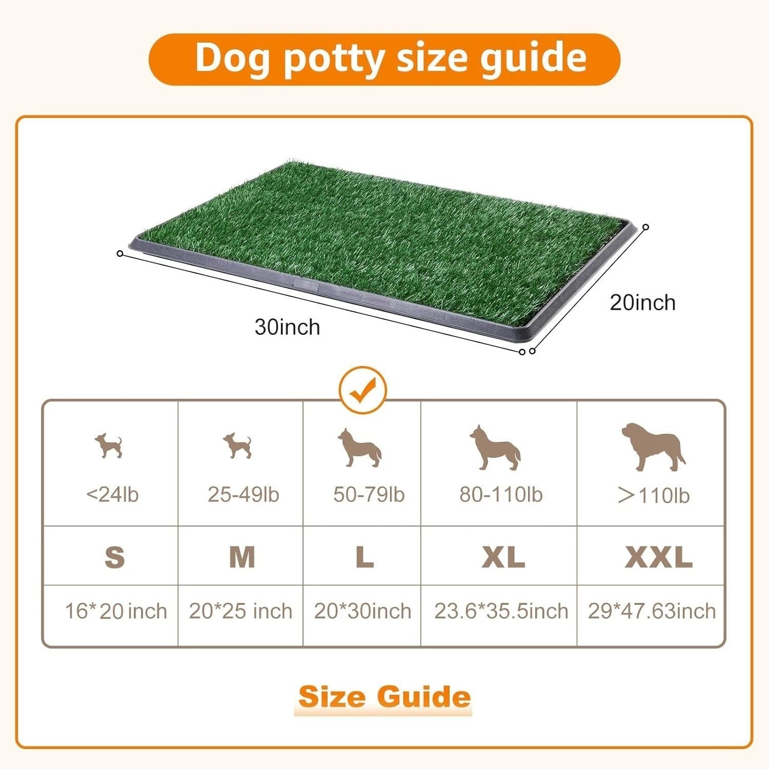 All-in-One Dog Potty Pad System – 20×30 Inch Tray with Two Easy-Clean Grass Mats