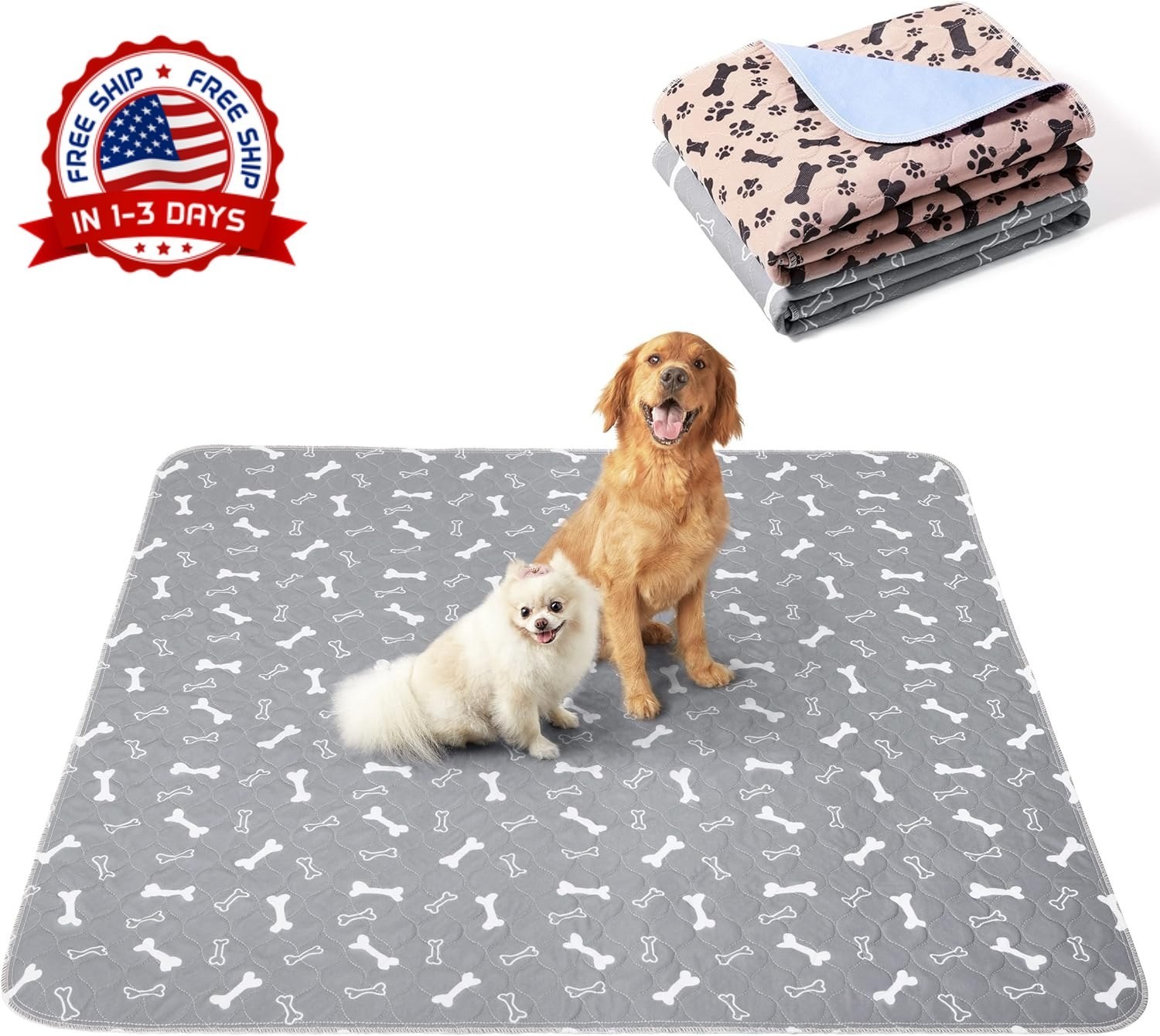 Alfombras Grandes para Perros 36×48 Paquete de 2 Reutilizables Antidesliz