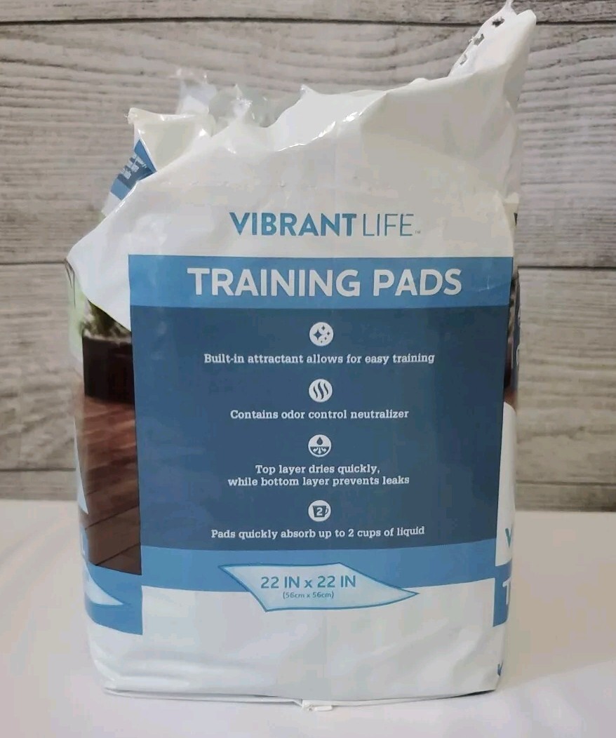 Vibrant Life Dog & Puppy Pads Large 22 in X 22 In, 13 Count Opened (1 used)